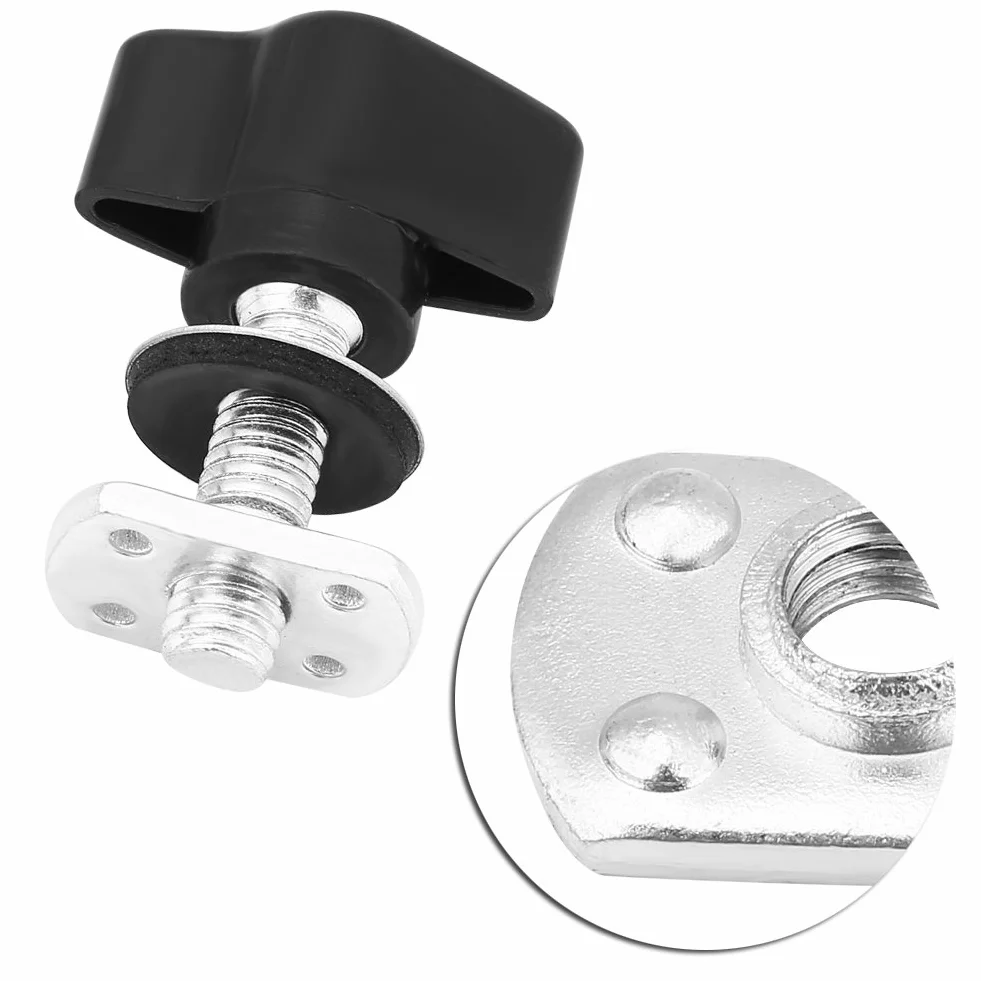 Elementi di Fissaggio Hard Top Metallo Nero Argento 8 Pezzi Universali Viti a Testa Zigrinata Dadi Bulloni Rondelle