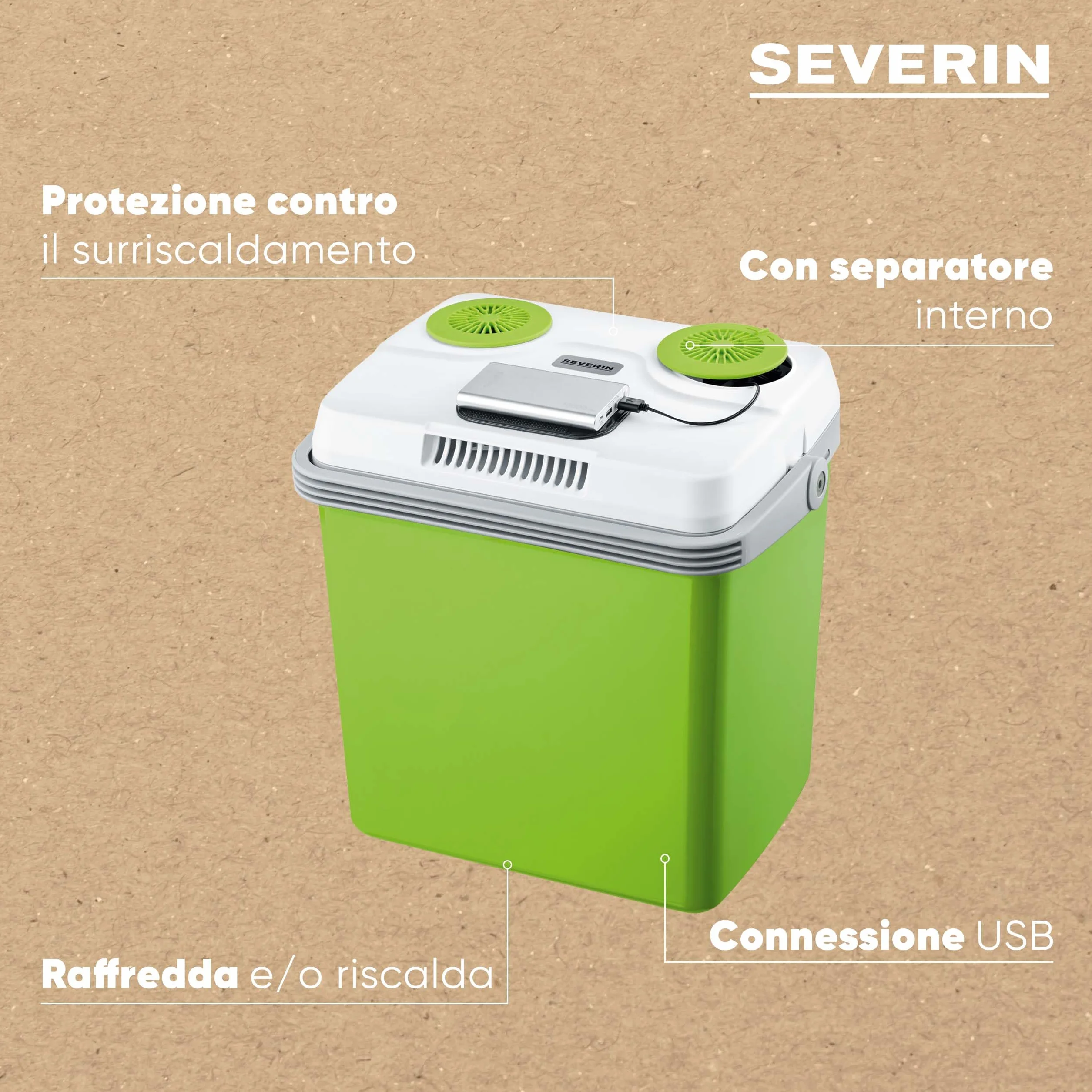 SEVERIN Frigo Portatile, Capacità 25 Litri, Raffredda E Riscalda, Anche Per Auto, Con 3 Connessioni (USB, Spina Domestica E Spina Accendisigari), KB 2923