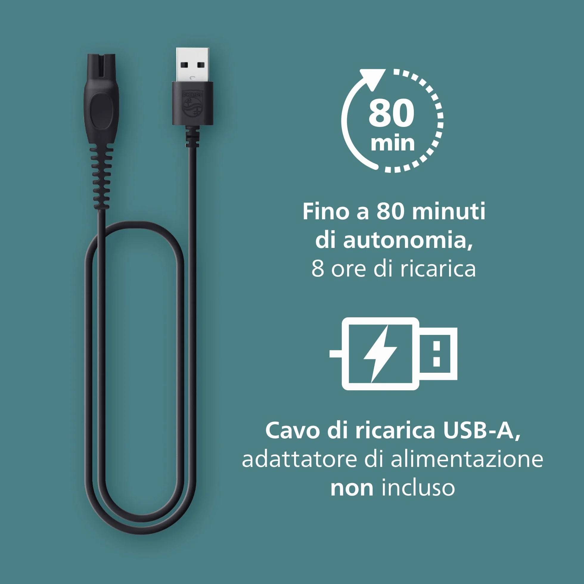 Philips Bodygroom Series 3000 BG3480/15 - Rifinitore uomo tripla protezione, impermeabile 100%, 80 minuti autonomia