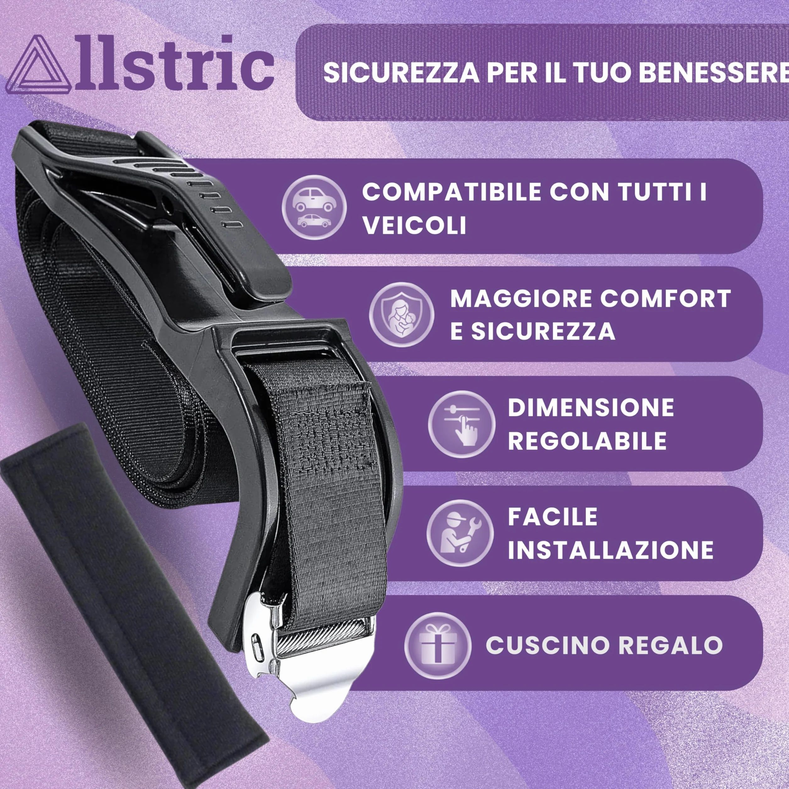 Cintura Gravidanza Auto + Cuscino Protettivo | Cintura Sicurezza Gravidanza per Proteggere da Impatti o Pressioni | Accessori Mamma Incinta per Viaggiare Sicura in Gravidanza
