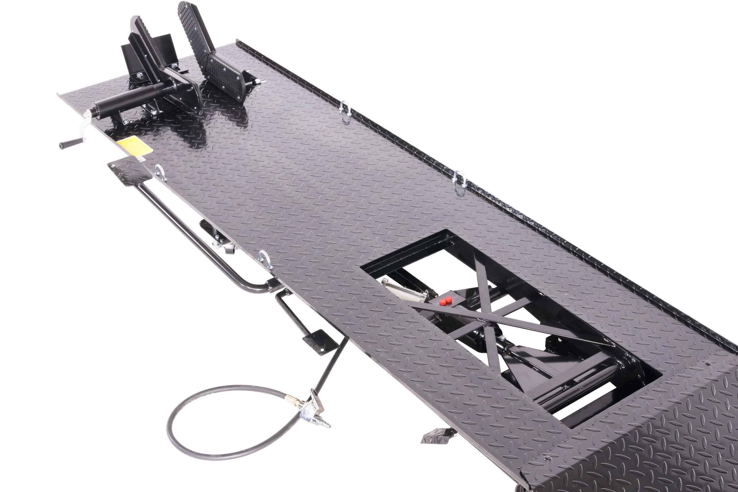 Ponte sollevatore per motocicletta, parallelogramma, 450 kg con pneumatico + azionamento a pedale, blu, PLB450-PAJ, 01646