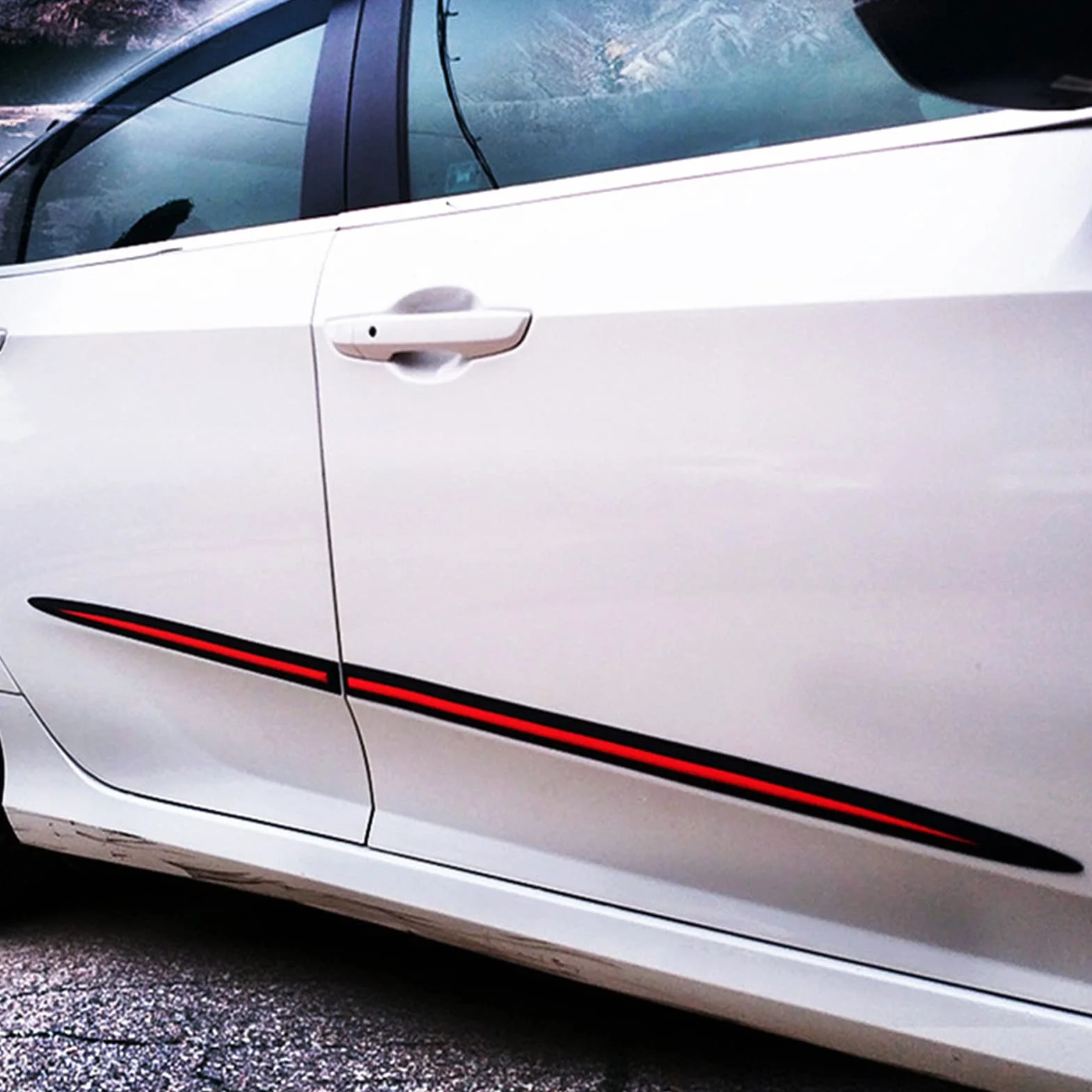 Qiilu 4 Pezzi Rivestimento Laterale Del Corpo Impermeabile Nero Brillante Protezione Universale Porta Modanatura Automobilistica