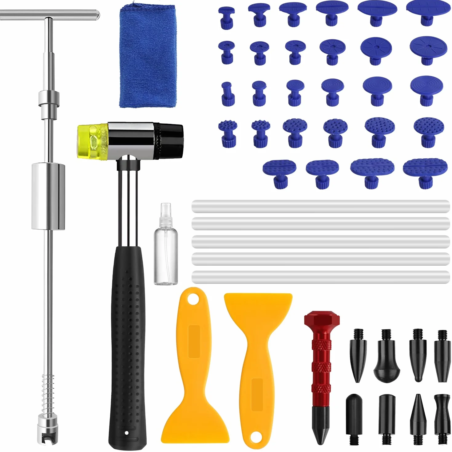 Kit di riparazione per ammaccature auto, con martello scorrevole, kit di rimozione ammaccature senza vernice, per ammaccature auto, ammaccature e rimozione di danni da grandine