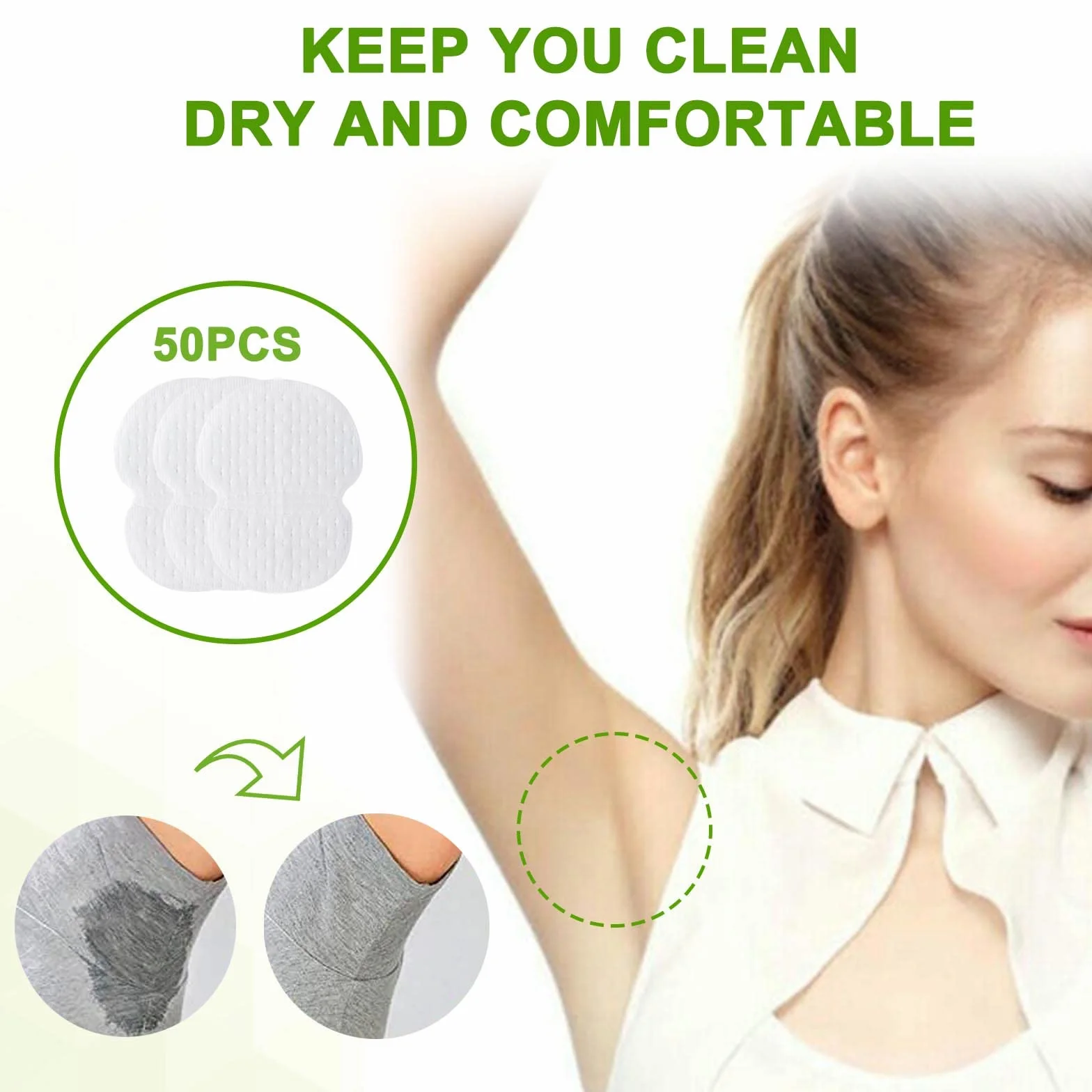 GWAWG 50 cuscinetti e 30 adesivi resistenti al sudore per ascelle, orlo camicia, asciutte e pulite