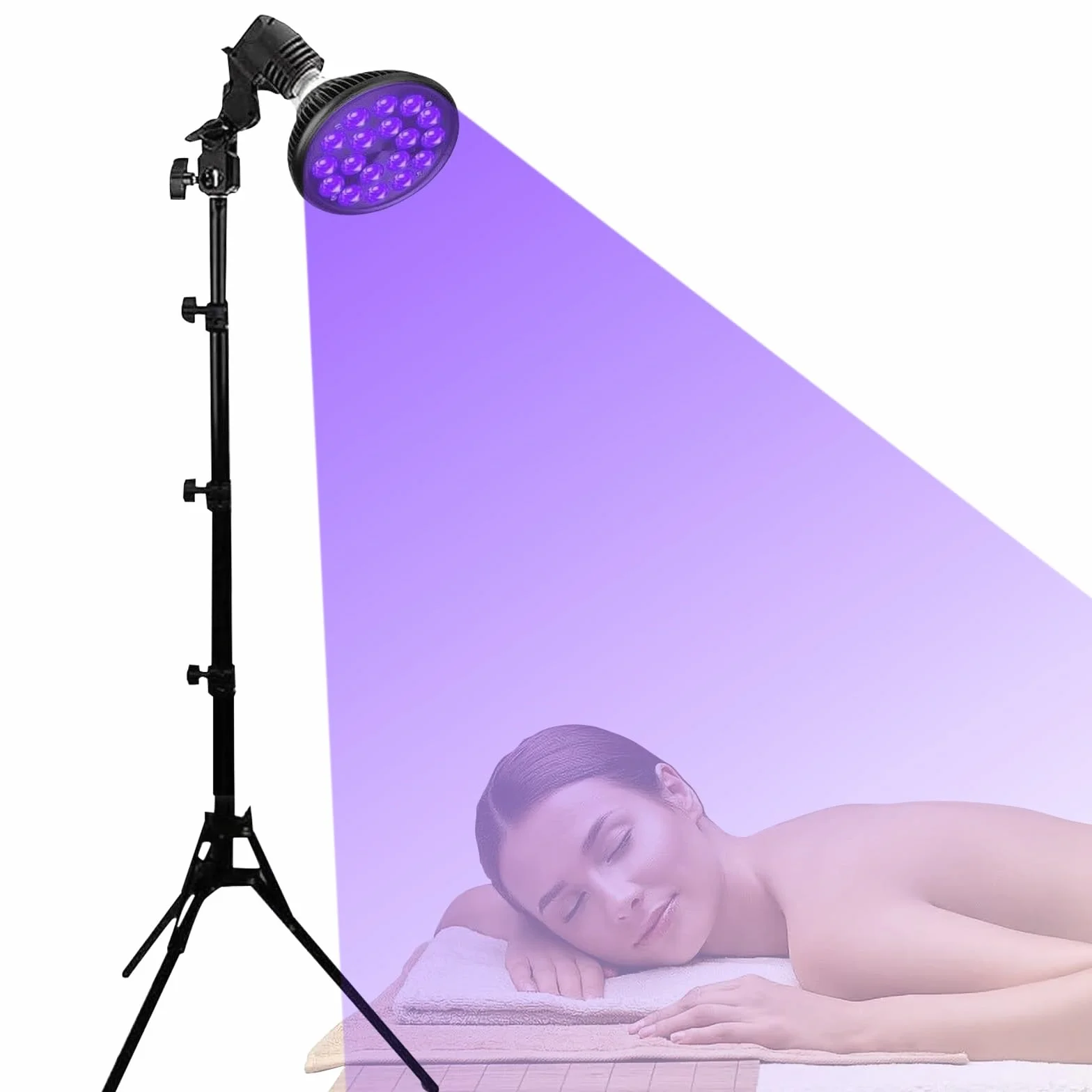 Lampada abbronzante facciale 54W con maschera per gli occhi e treppiede, altezza regolabile 38-79 pollici