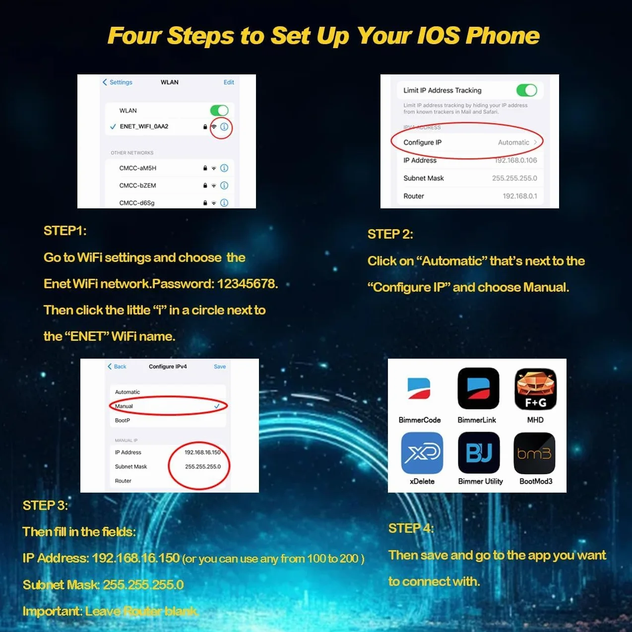 Adattatore WiFi OBD2 per Diagnostica BMW Serie F/G/I Compatibile con MHD, Bootmod3, BimmerCode, xDelete, E-SYS, ISTA