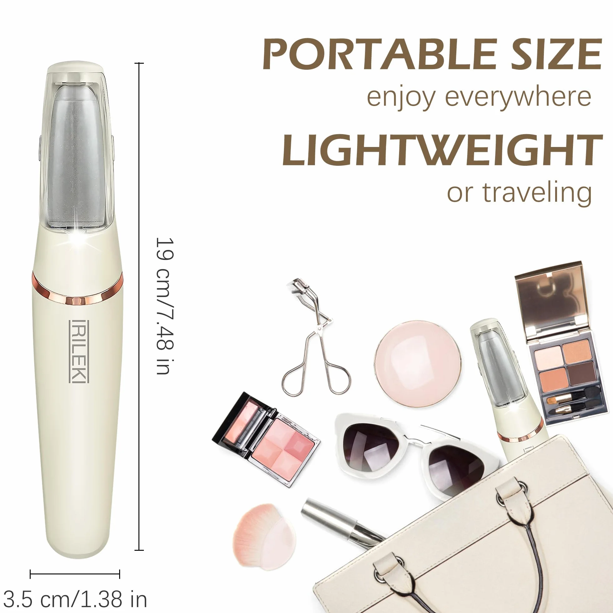 Rimuovi Calli Elettrico, Lima Piedi Ricaricabile Portatile, Strumento Pedicure per Piedi e Mani, Cura Pelle Secca, Beige