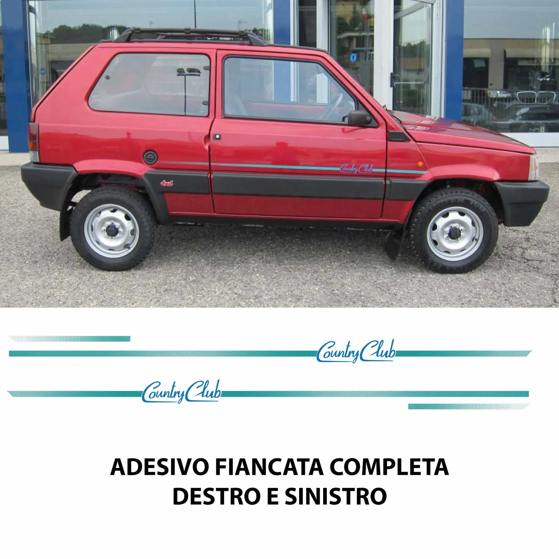 ADESIVO FIAT PANDA 4X4 COUNTRY CLUB 141 PER FIANCATA AUTO DESTRO E SINISTRO LOGO LATERALE STICKERS