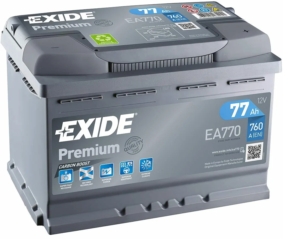 Exide Premium Superior EA770 Batteria per Avviamento 12V 77Ah