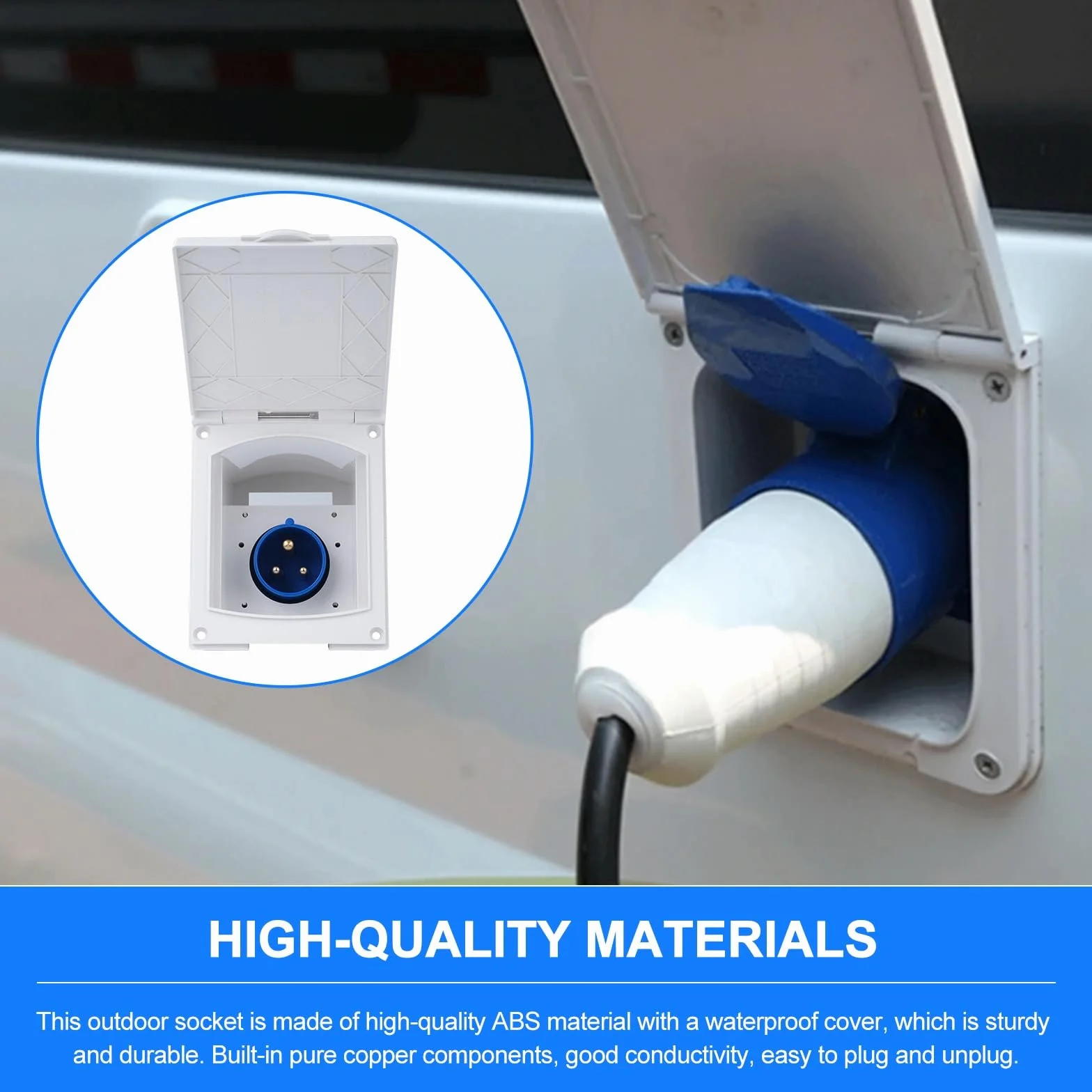 Jadeshay Presa Esterna CEE 230V 16A 3 Pins IP44 Impermeabile Spina con Coperchio per Camper