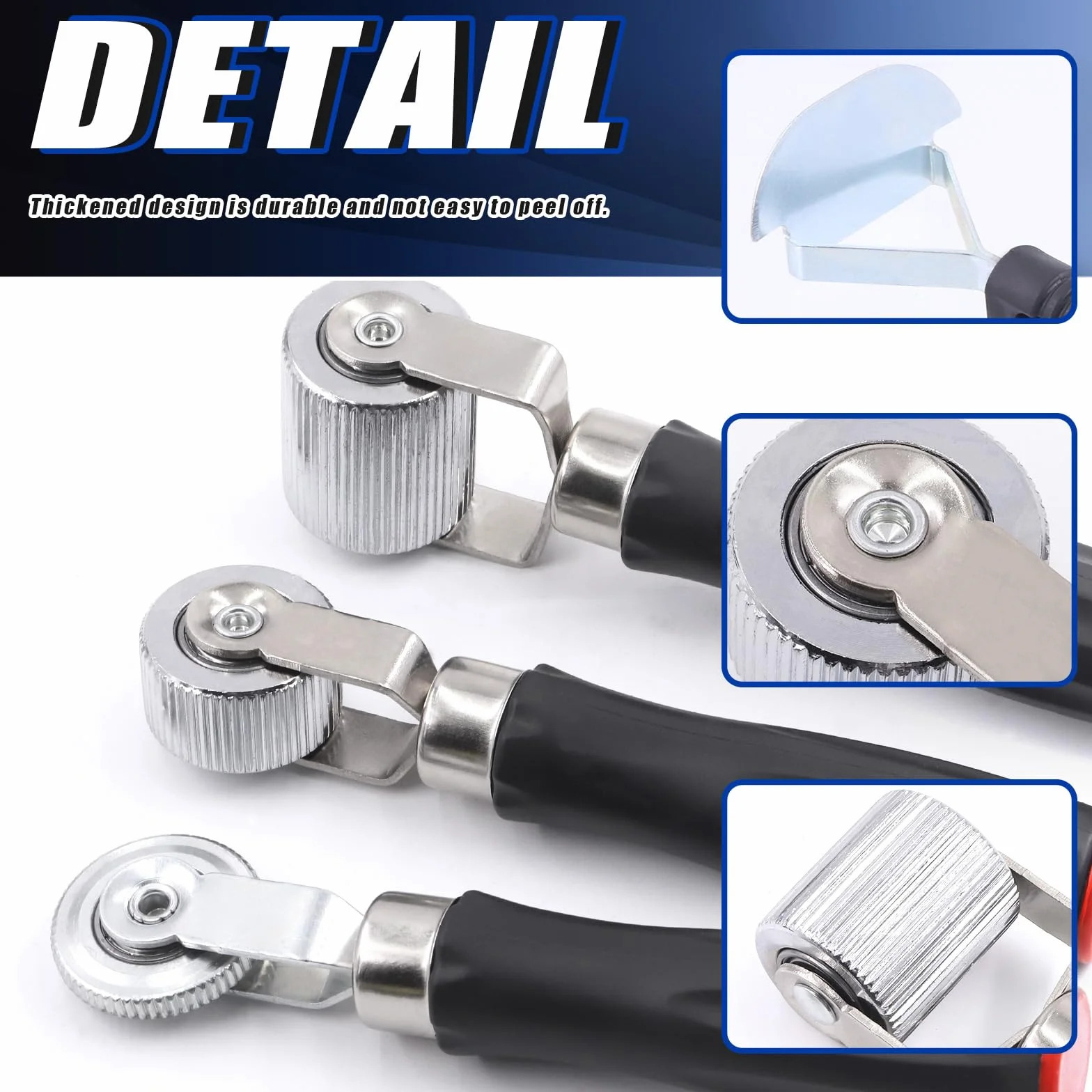 Glarks 4 rulli fonoassorbenti per auto, 6 mm, 20 mm, 40 mm, strumento di installazione in metallo, per applicazione rotella, rullo per cuciture insonorizzanti, kit in metallo con raschietto, per