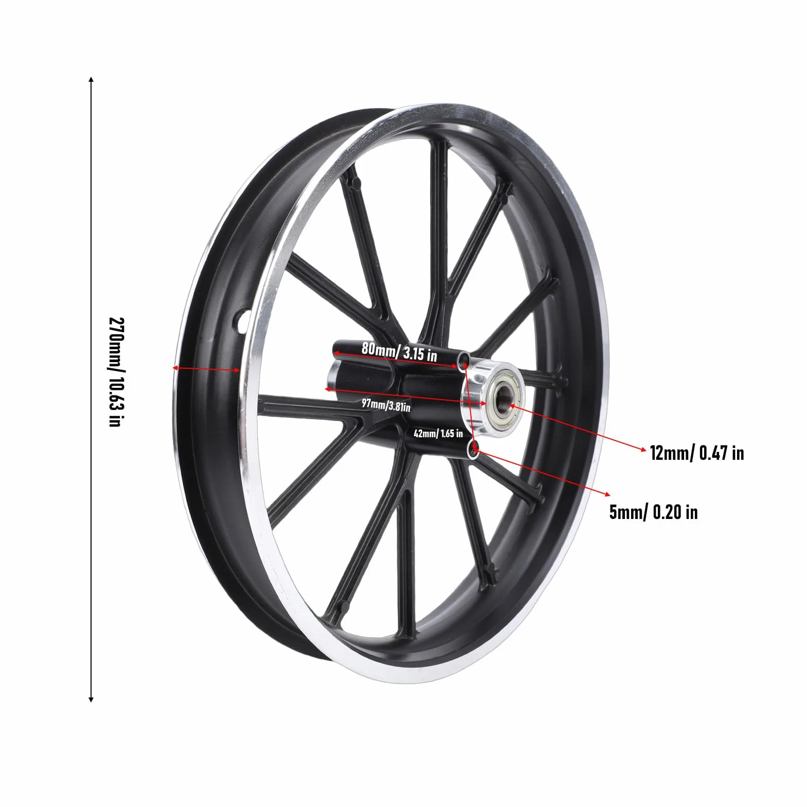 Cerchio in Lega di Alluminio 2.50-10 per Mini Bici Elettrica Pocket Bike Dirt Bike Ruota Posteriore 10 Pollici