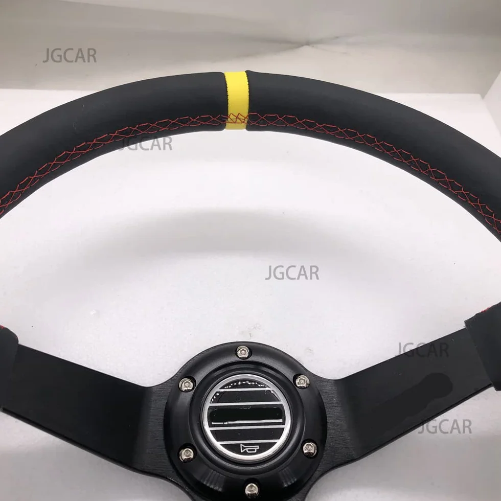 Volanti Sportivi 14 pollici 350mm Deep Dish Real in pelle Rally Tuning Racing Stewering Drifting volante con