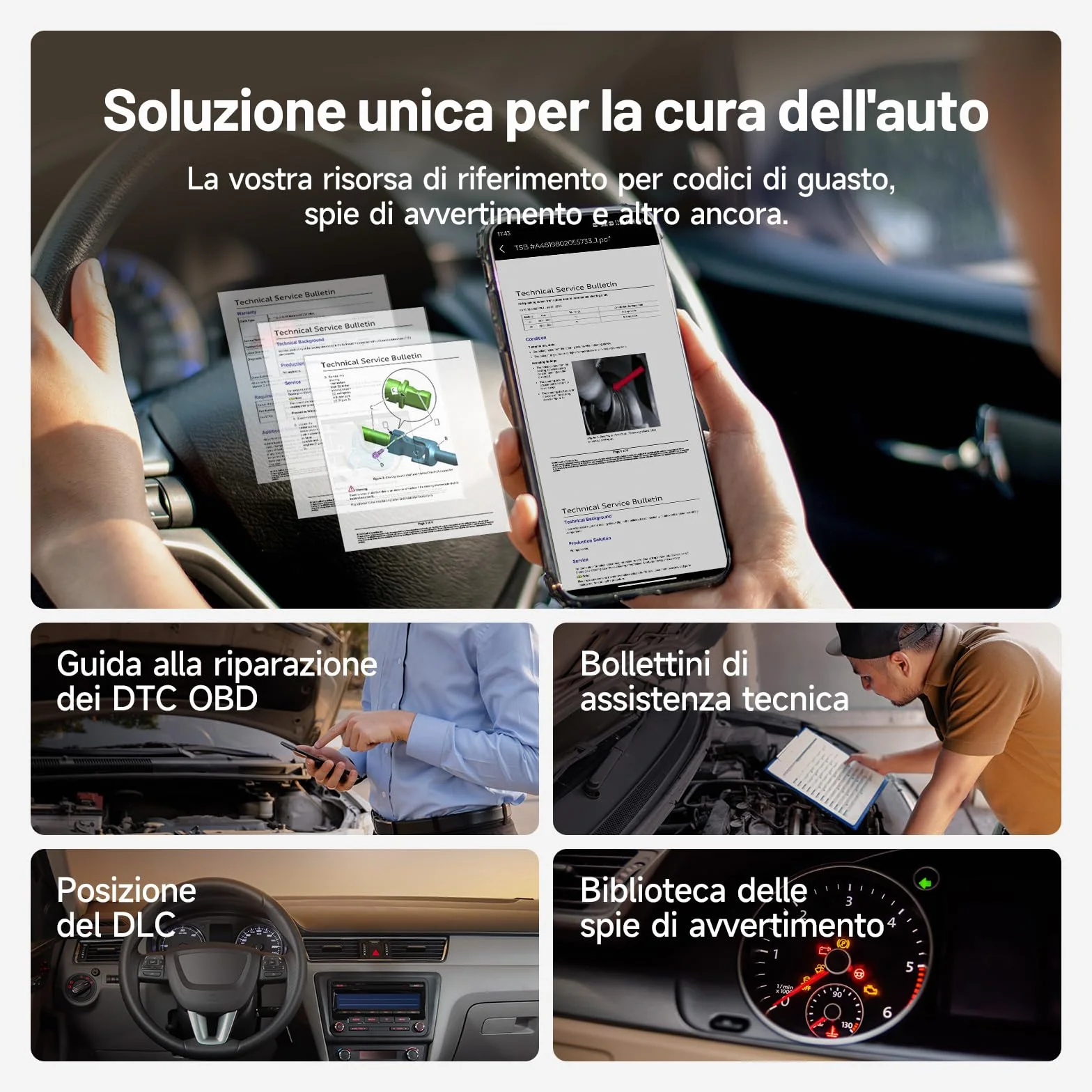 TOPDON CarPal-A OBD2 Diagnosi Auto Bluetooth Professionale Italiano, 6 Servizi Reset, AutoVIN, Ispezione Motore