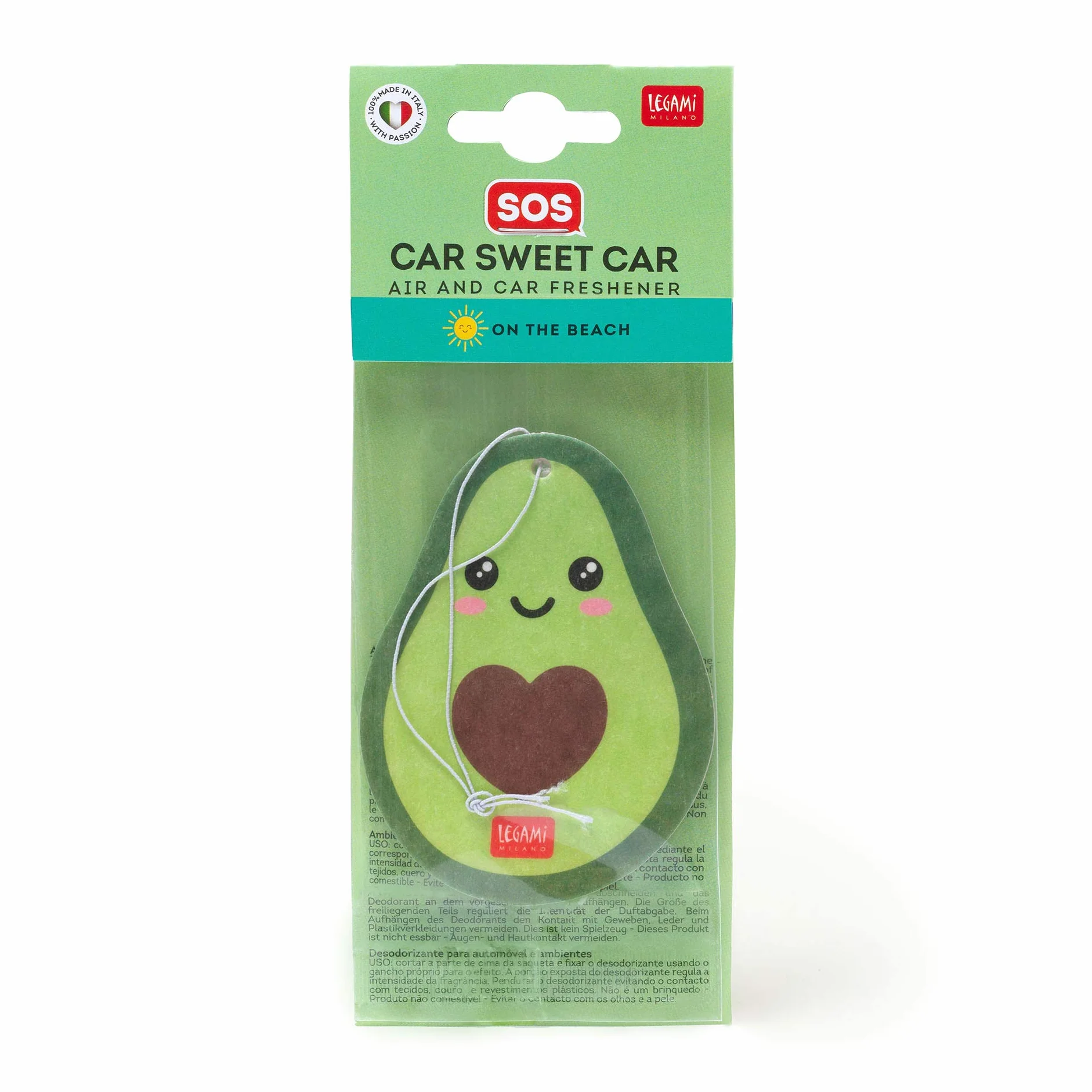 Legami Profumatore per Auto SOS Car Sweet Car 6,8x9 cm Avocado Fragranza on the Beach