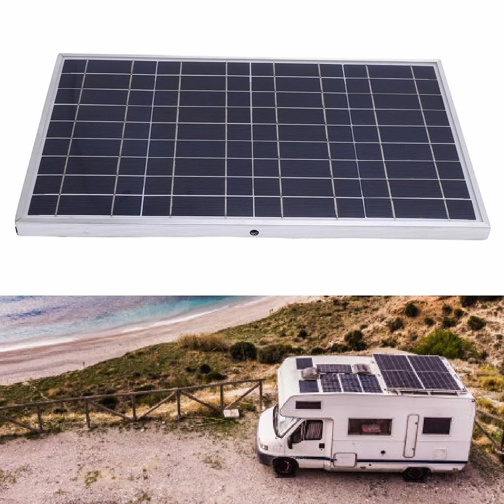 Pannello Solare 200W 12V IP65, Caricatore/Mantenitore Trickle per Batteria Auto Barca Camper, Celle Policristalline, 20%Alta Efficienza, Protezione Scarica Inversa e Sovraccarico, Portatile33,5×20,5cm