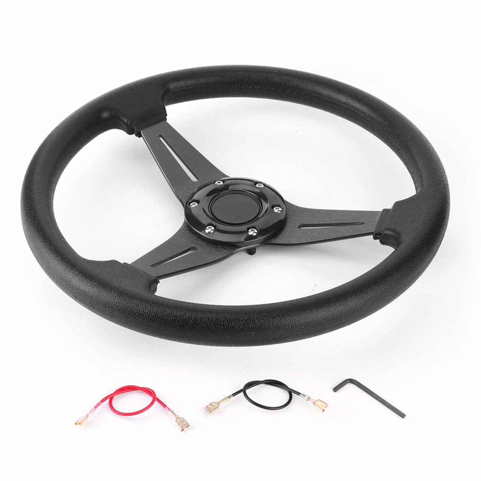Volante sportivo per auto, volante sportivo, 14 pollici, volante sportivo, volante 350 mm/14 pollici, accessorio universale modificato (nero)