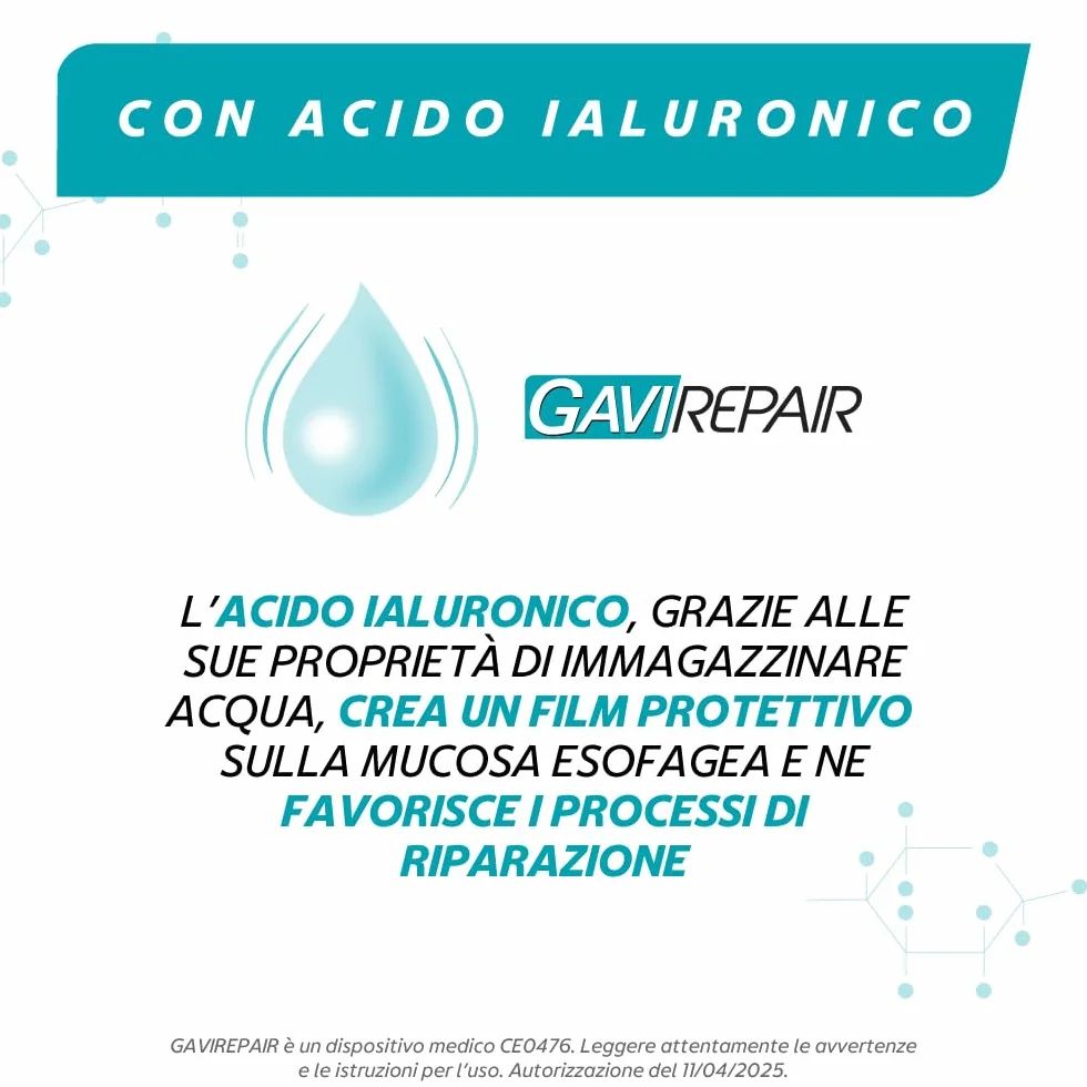 Gavirepair Acido Ialuronico Dispositivo Medico Reflusso Gastroesofageo 20 Bustine Monodose 10ml