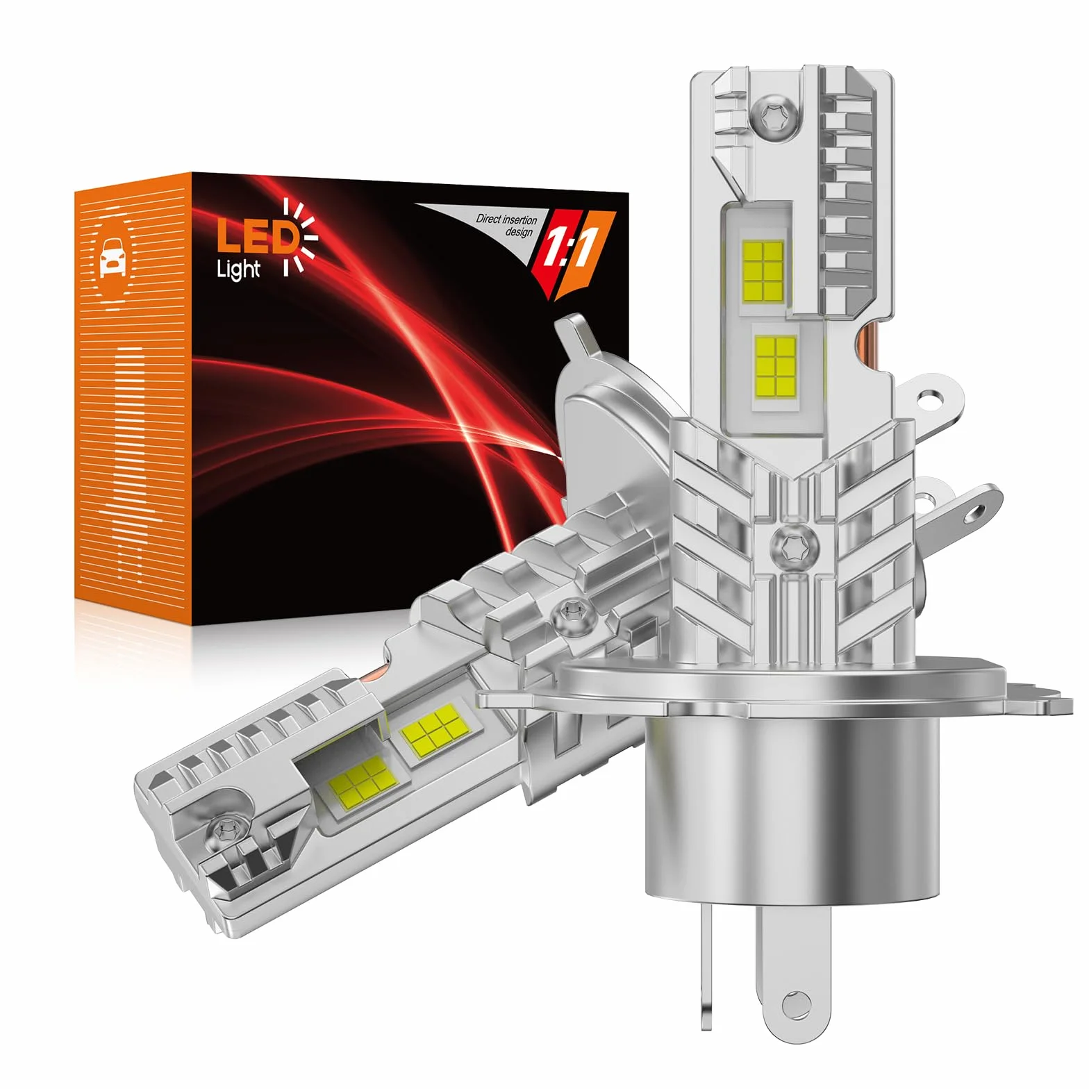 Lampadine H4 LED 6500K Bianco Freddo 18000LM H4/9003/HB2 Fanless Plug and Play 2 Pezzi