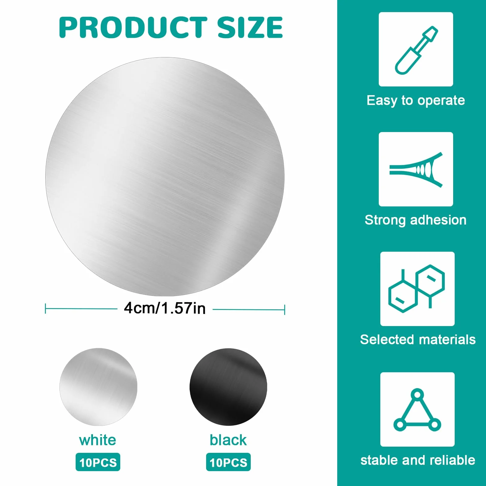 Piastrine metalliche autoadesive set 20 pezzi, piastra rotonda per magneti, adesivo magnetico forte universale