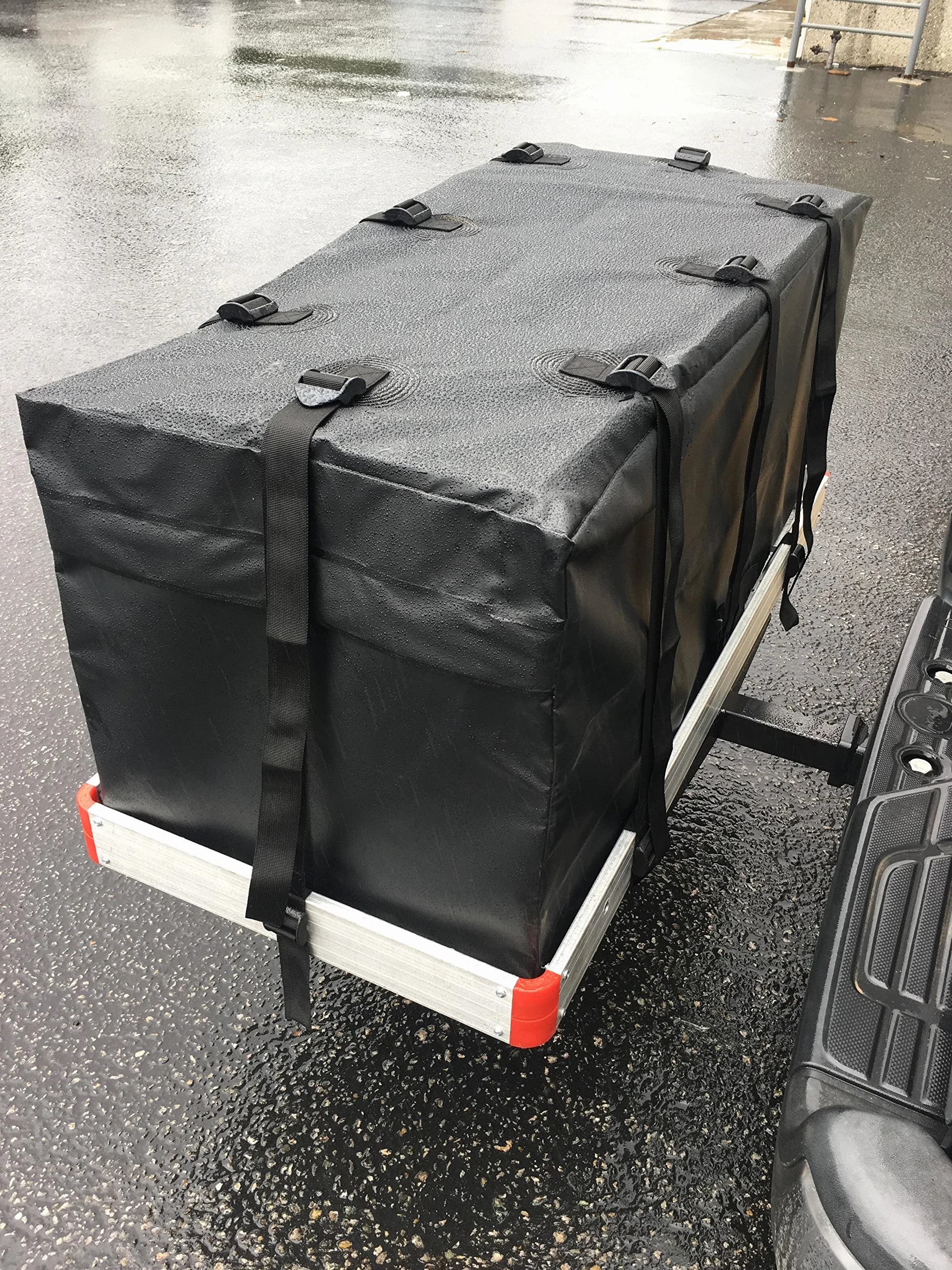 MAXXHAUL Borsa da Trasporto per Portapacchi 119 x 50 x 50 cm Resistente all’Acqua Fissaggio su Gancio Traino Nero