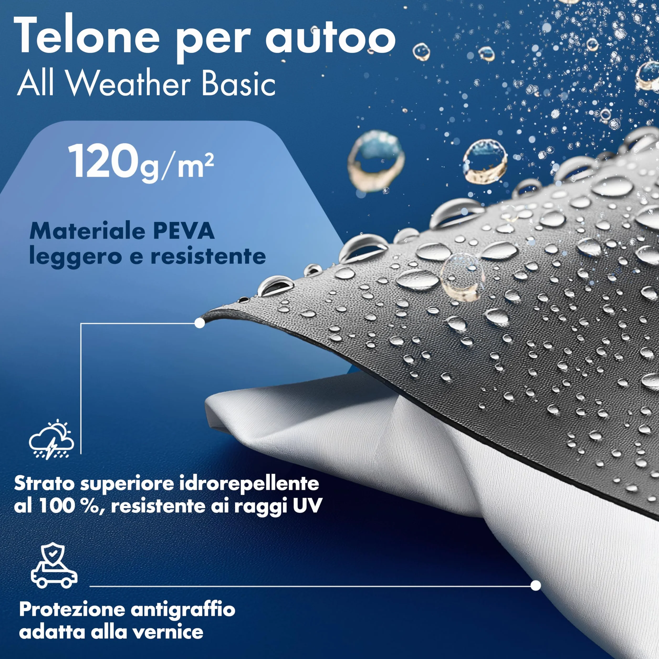 WALSER Telo Copriauto da Esterno All Weather - Telone Auto Station Wagon 100% Impermeabile e Resistente alle Intemperie, Protezione UV, Neve e Gelo, Misura 5, Argento