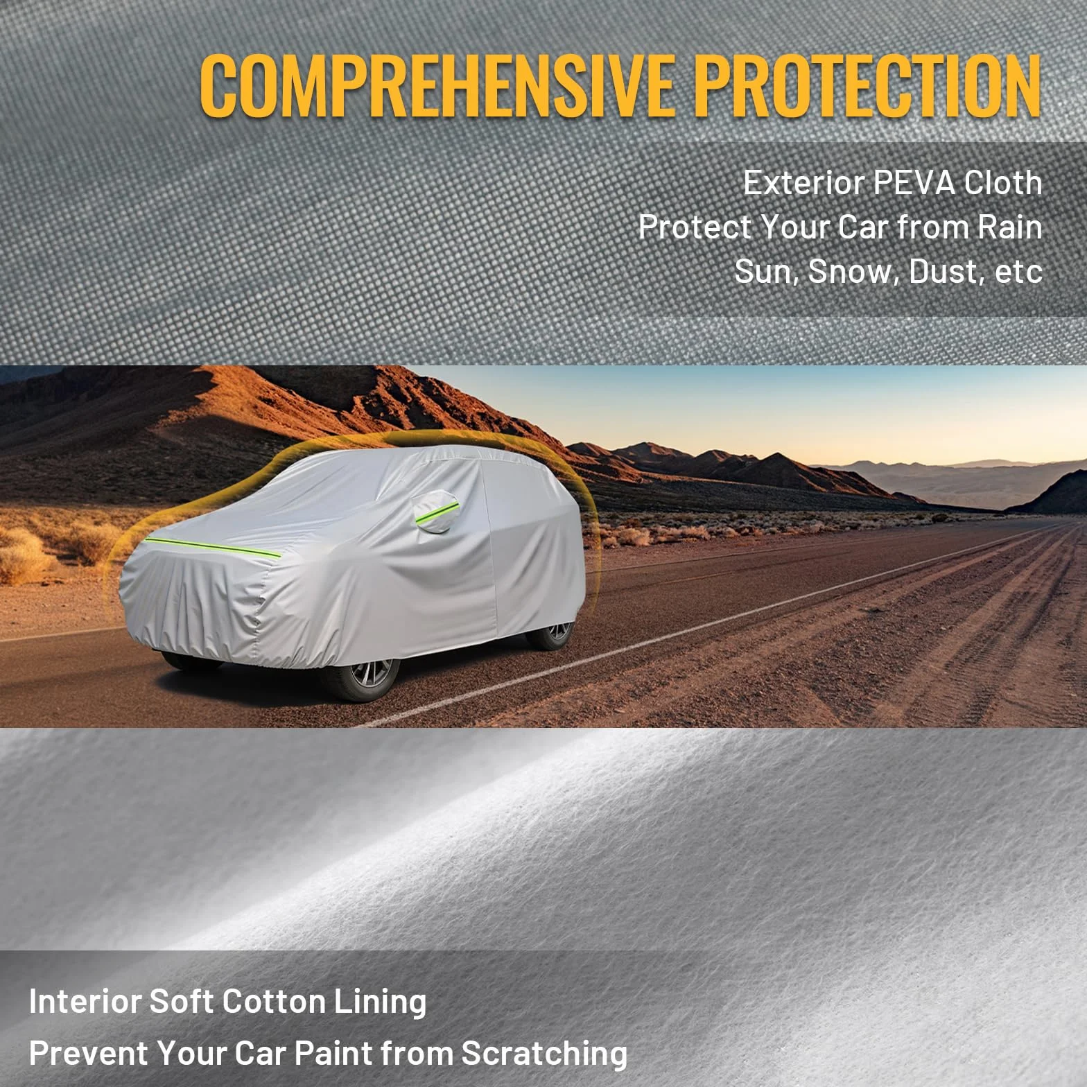 Favoto Copertura Auto Esterno Impermeabile - Telo Copriauto in PEVA+Cotone Anti UV Vento Polvere con Cerniera Compatibile con Tiguan Allspace GLC Audi Q5 BMW X3 per SUV 460-485cm
