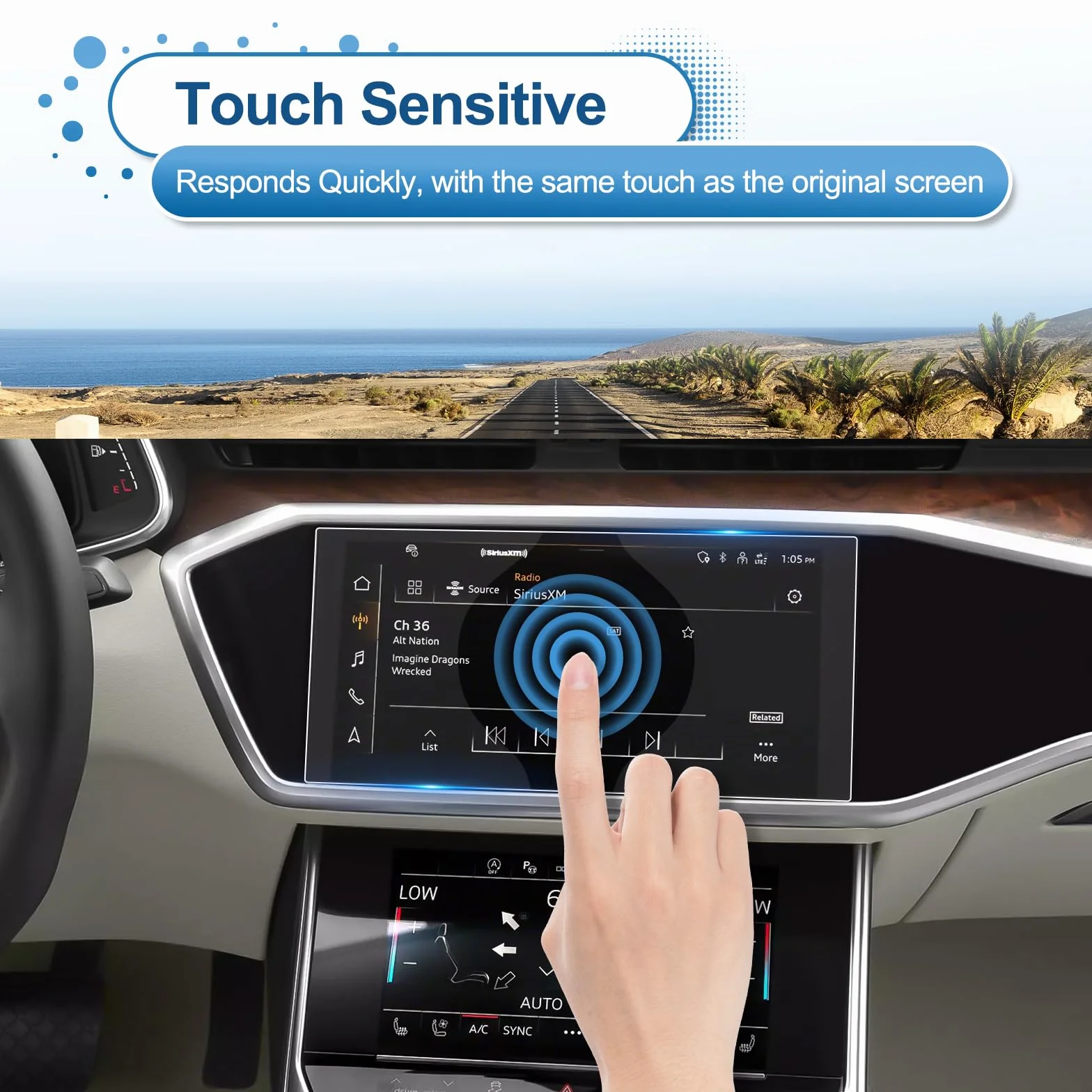 Pellicola Protettiva per Display Audi A6 A7 2019-2024, 9H Vetro Temperato Schermo Tattile Centrale