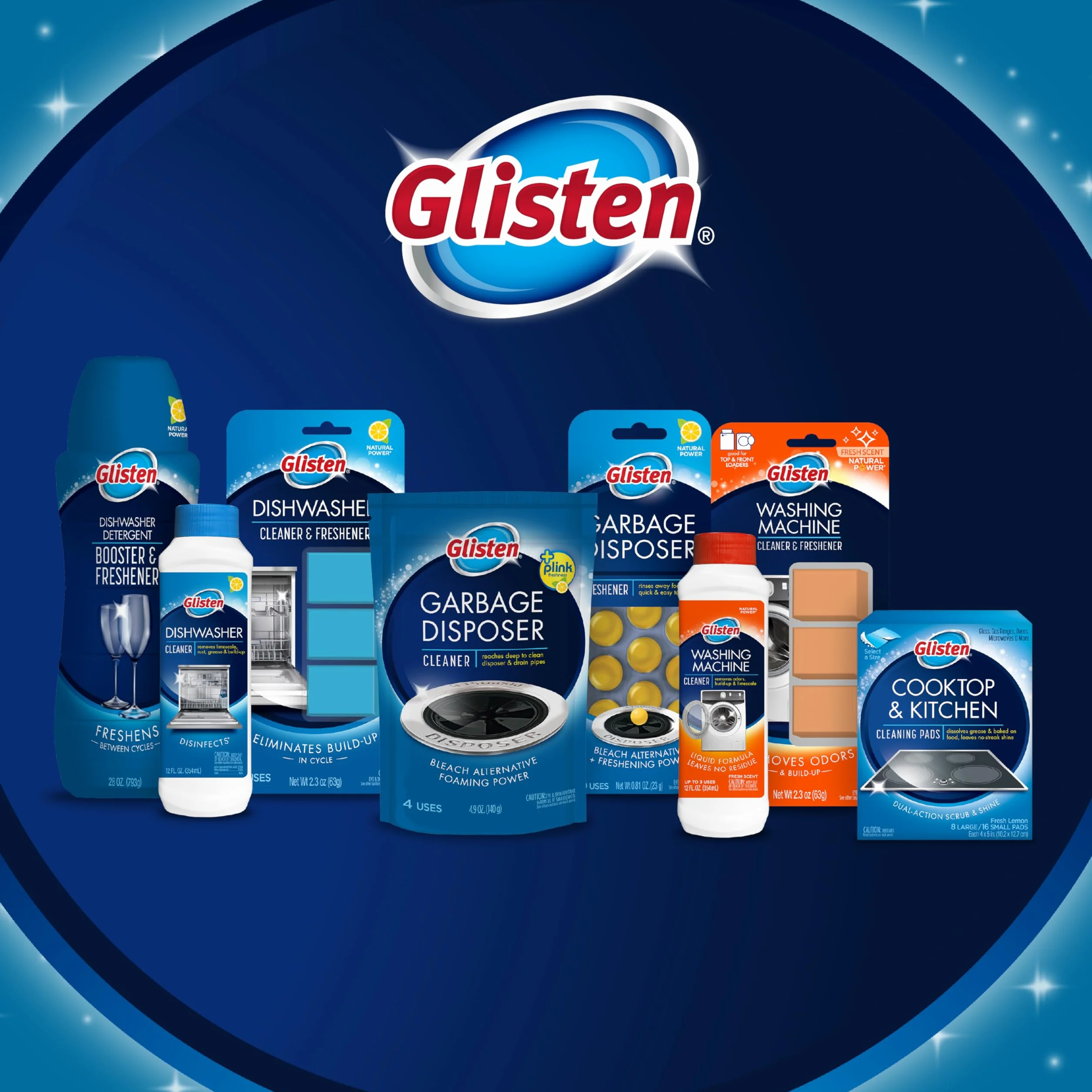 Glisten Disposer Care Foaming Garbage Disposer Cleaner 4.9 oz 4 Packets
