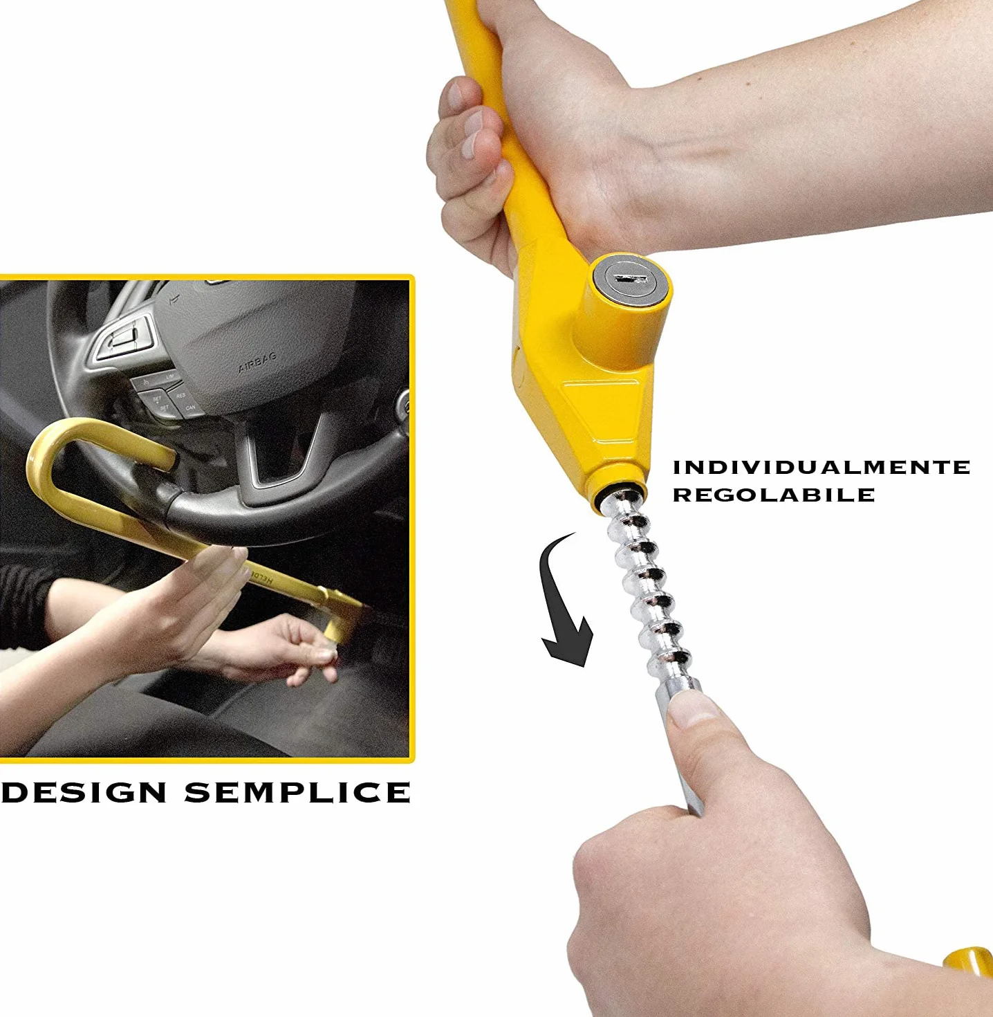 Heldenwerk Canna Antifurto per Auto Barra Blocco Volante Universale con Chiavi