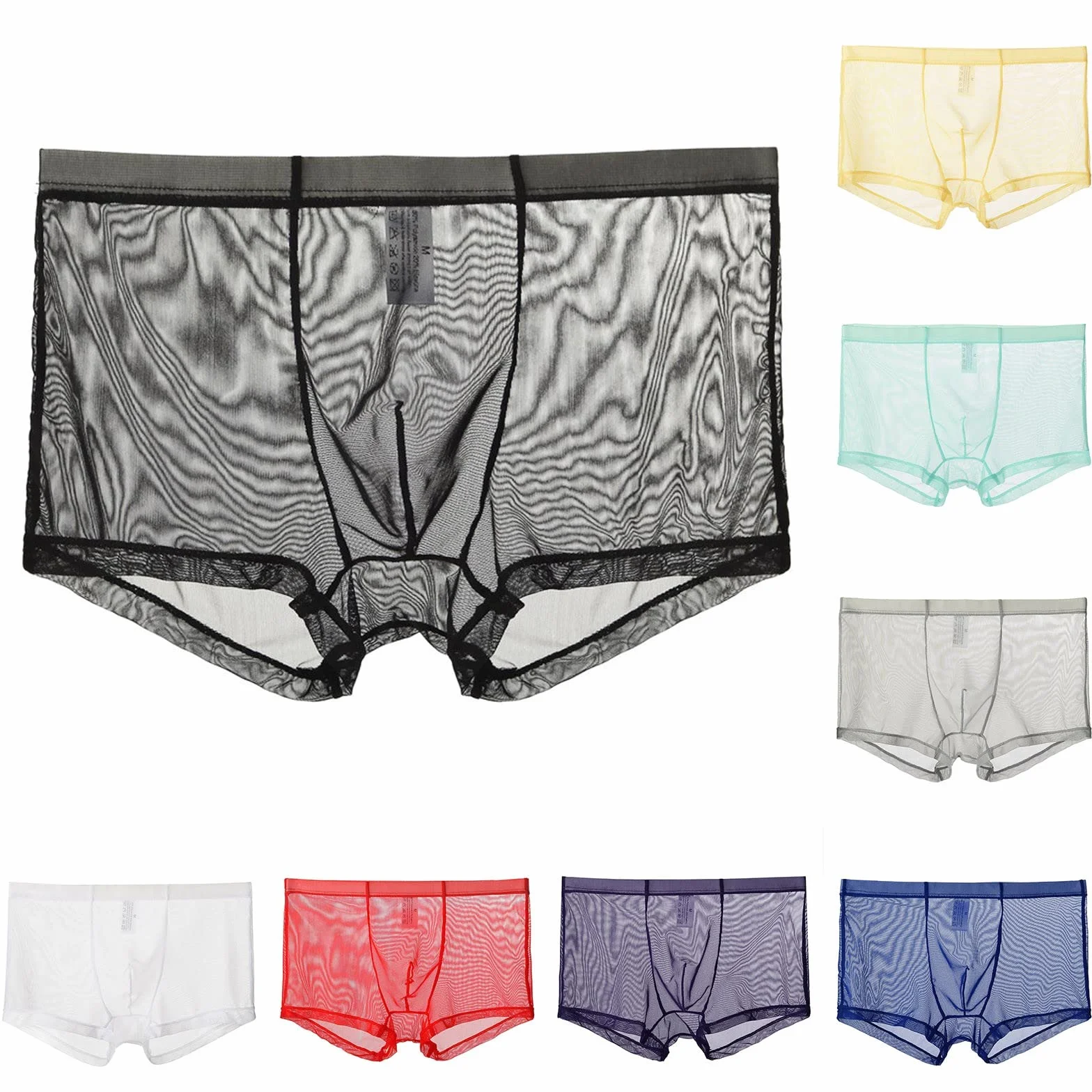 Biancheria intima sexy per uomo Sheer trasparente Mutande Lingerie Slip Boxe Pantaloncini elastici traspiranti