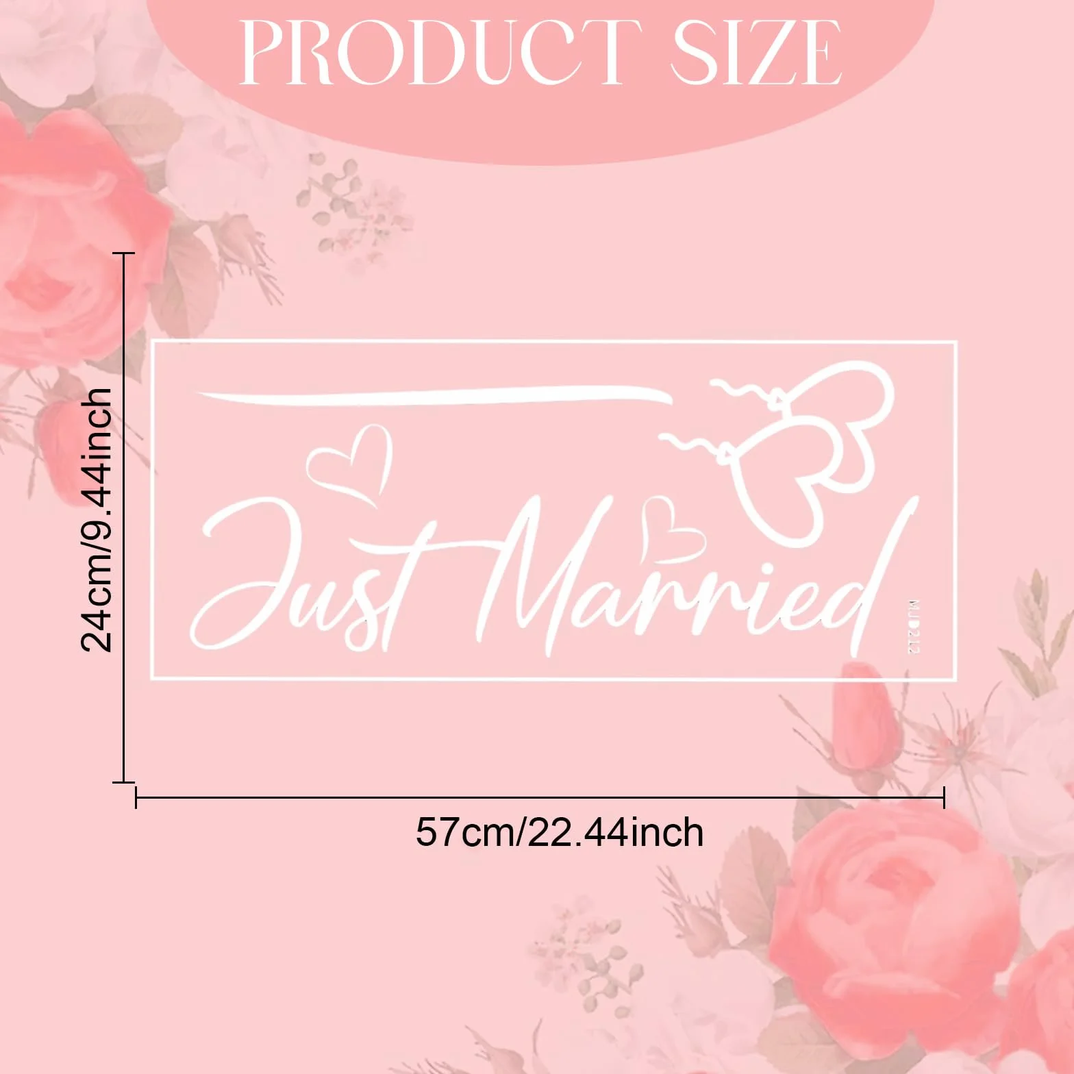 Just Married Adesivo decorativo per auto nuziale,appena sposati adesivo per paraurti matrimonio,Car Decal Wall Sticker,decorazione autoadesiva dell'automobile vinile della decalcomania,palloncino