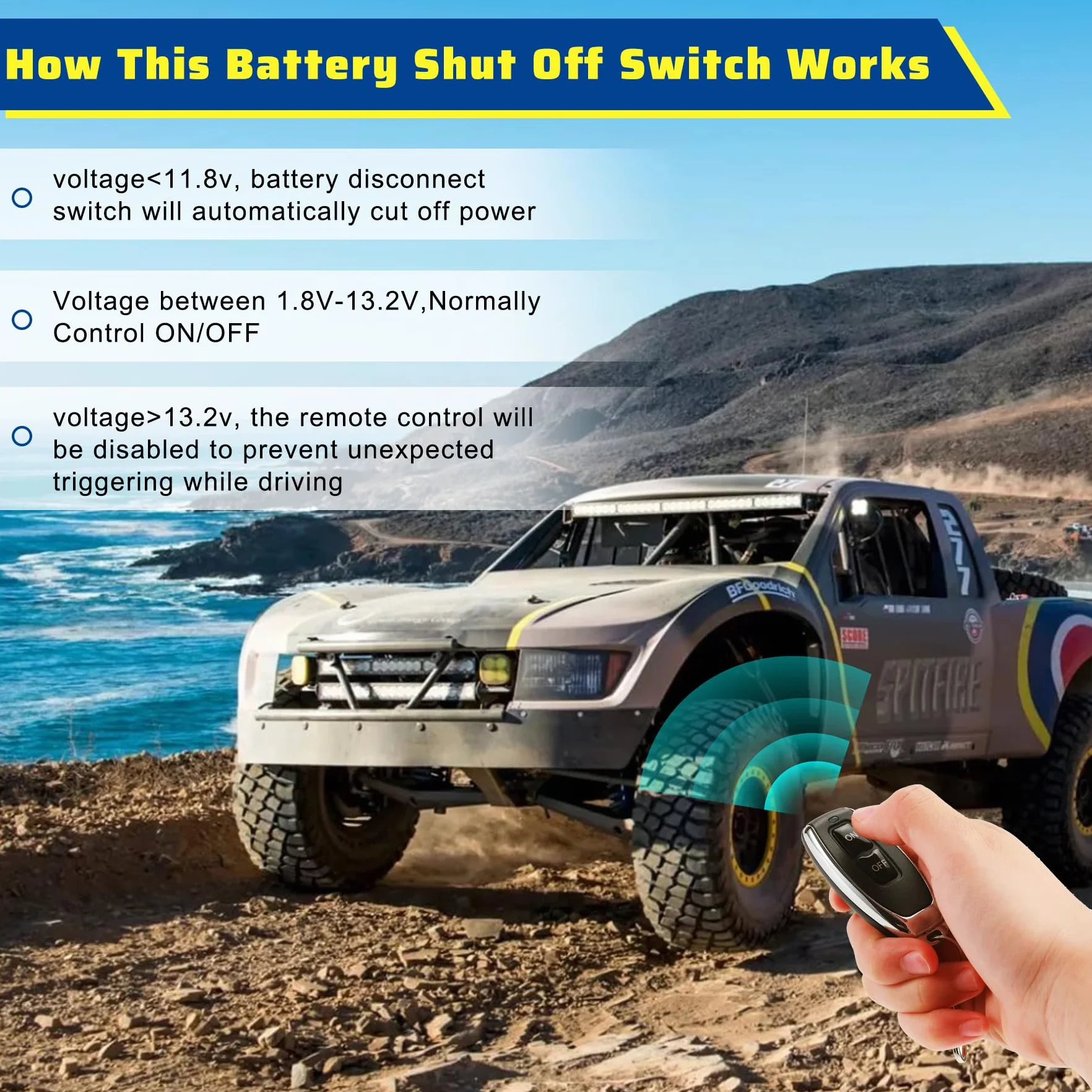 Stacca Batteria per Auto, Stacca Batteria 12v 240A con LED Volt Display e Telecomando, Intelligente Staccabatteria for Auto, RV, ATV, Camion, Barca
