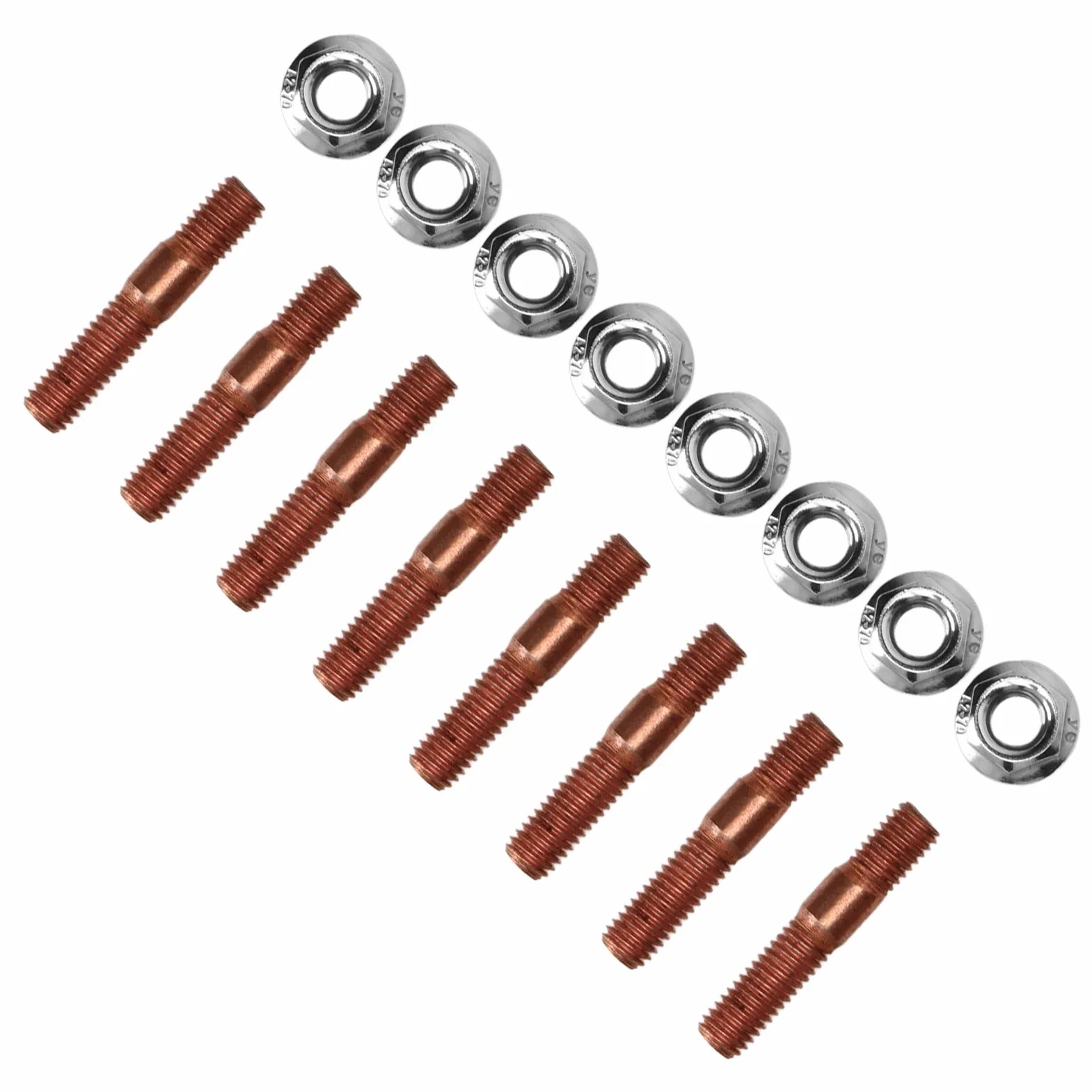 Set di Bulloni per Collettore di Scarico, 8 Pezzi M8 1.25 Kit di Prigionieri Filettati 8 Mm in Lega di Metallo Resistente Ad Alta Pressione Collettore di Scarico Bullone Bulloneria Bulloneria