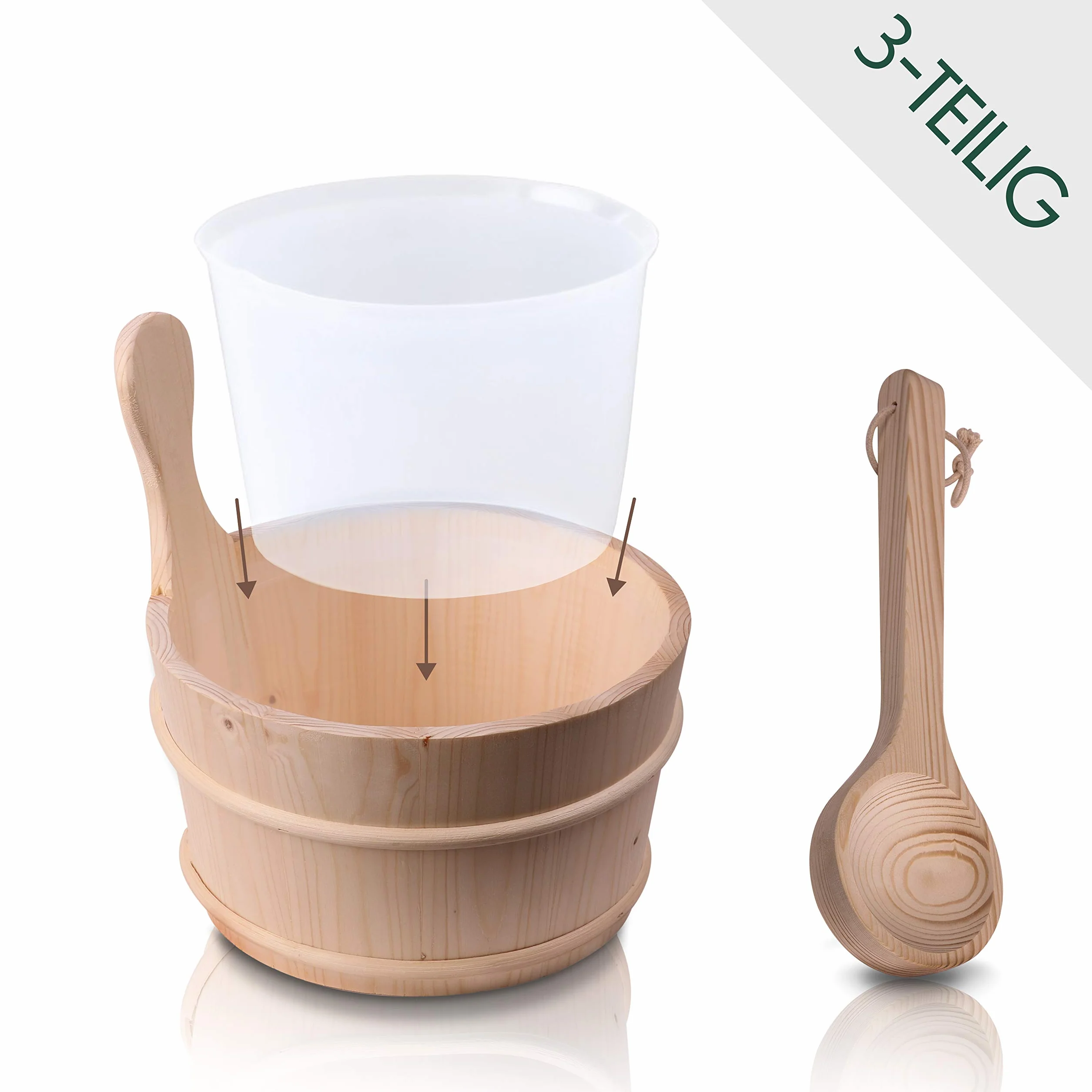 CozyNature Secchio Sauna in Legno di Pino Finlandese 4L con Mestolo