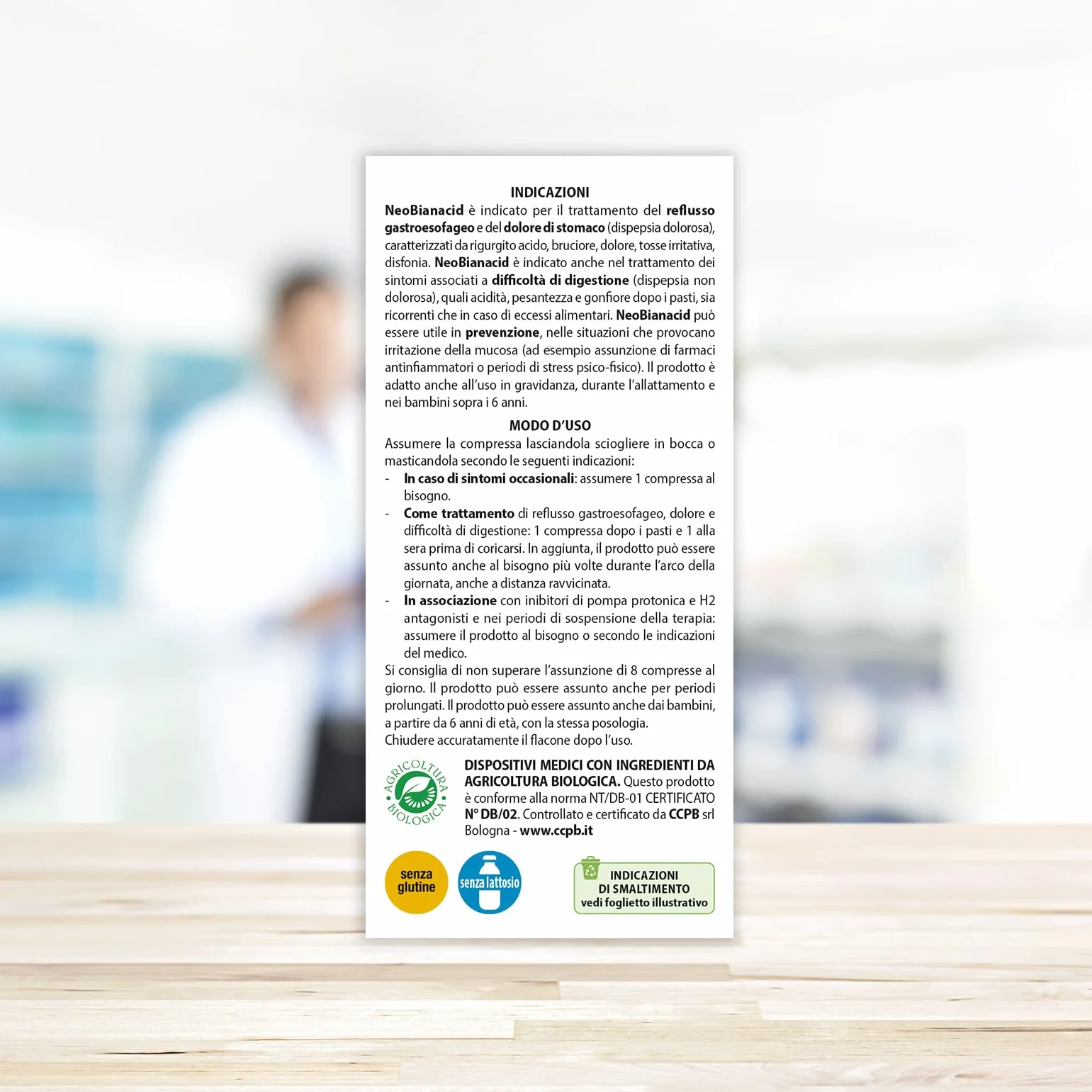 Aboca NeoBianacid 70 Compresse al Limone - Dispositivo Medico Naturale per Acidità e Reflusso Gastroesofageo