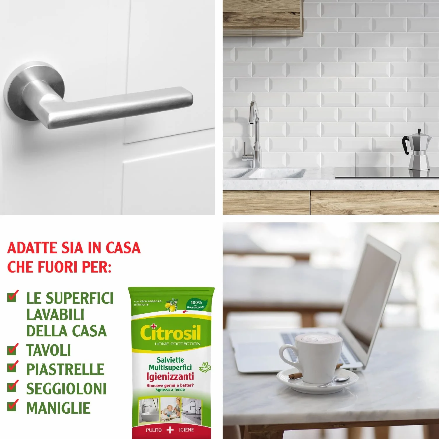 Citrosil Salviette Multisuperfici Igienizzanti 12x40 Panni con Essenze di Limone