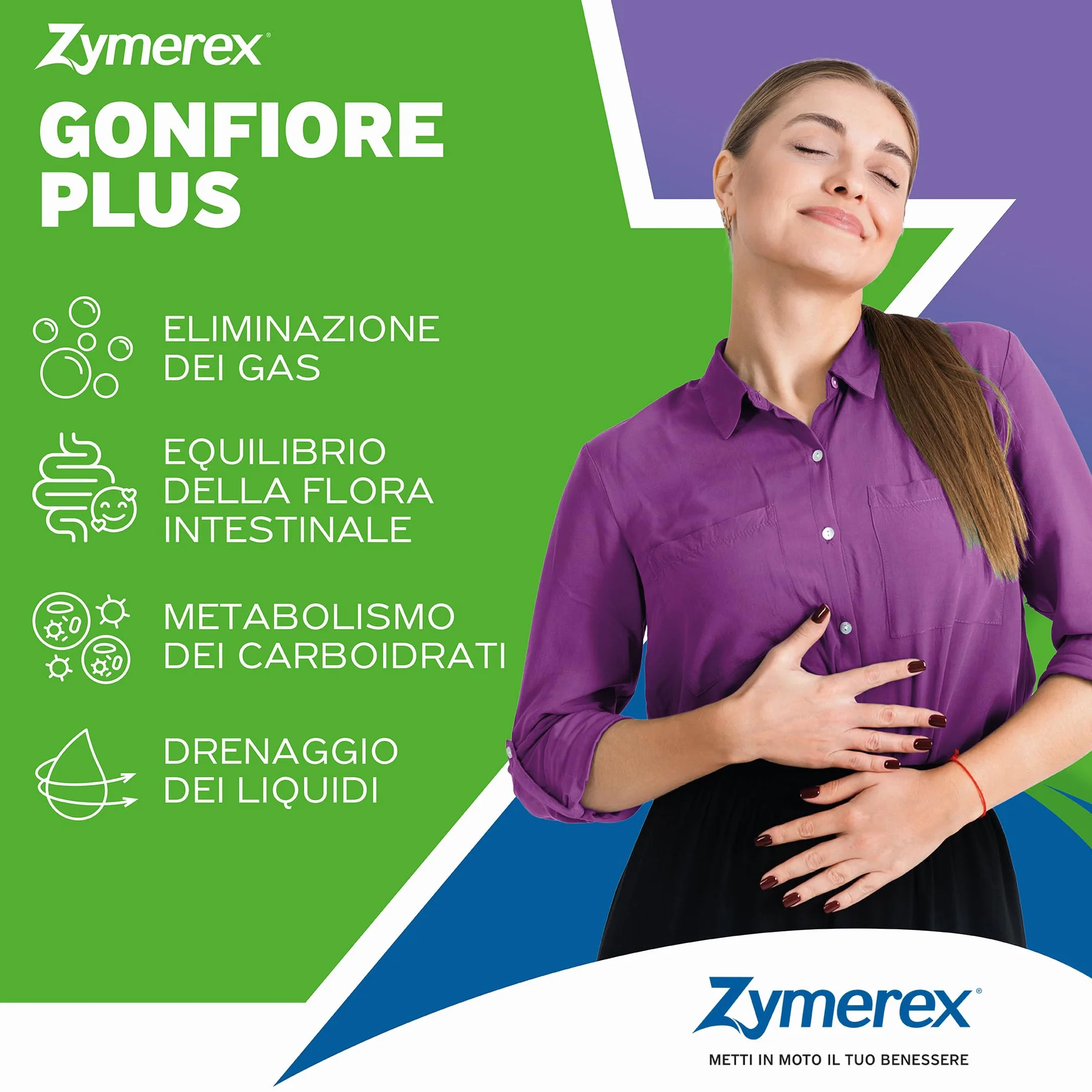 Zymerex GONFIORE PLUS 20 Compresse Integratore alimentare Probiotici e prebiotici