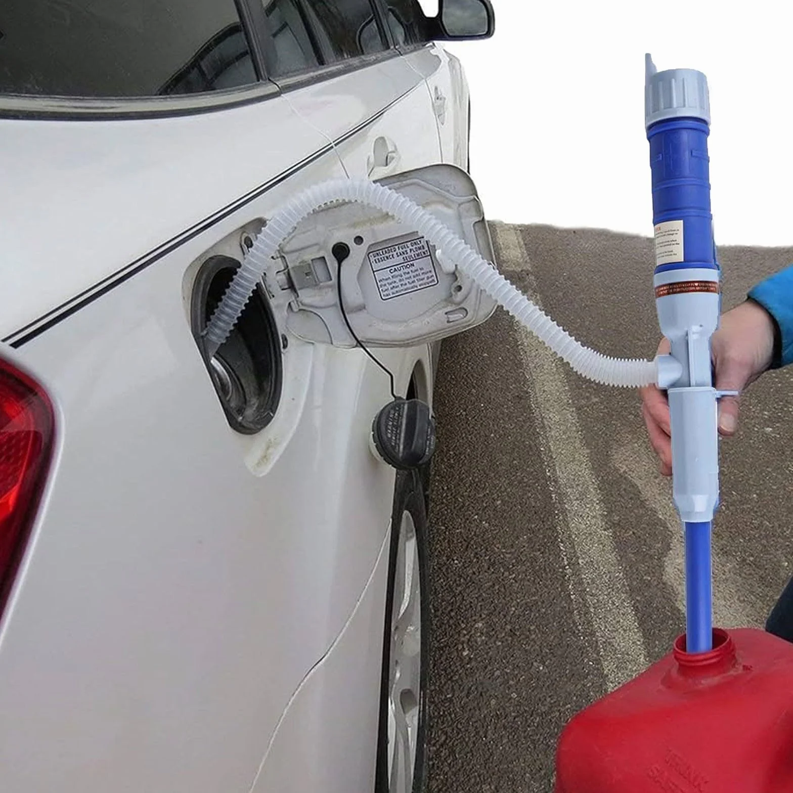 Pompa elettrica a batteria trasferimento liquidi sifone acqua olio carburante tubo 62 cm portatile blu