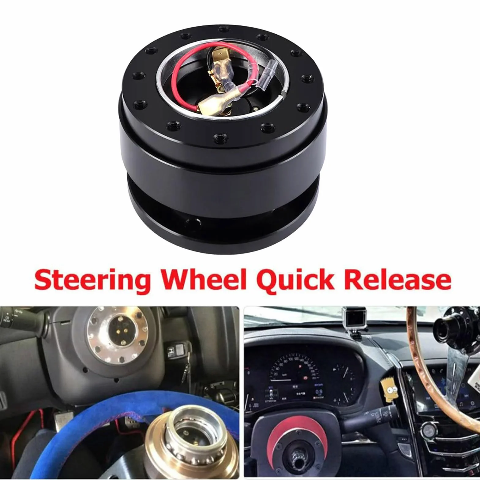 Kit Sgancio Rapido Volante Universale 6 Fori Nero Motorsport