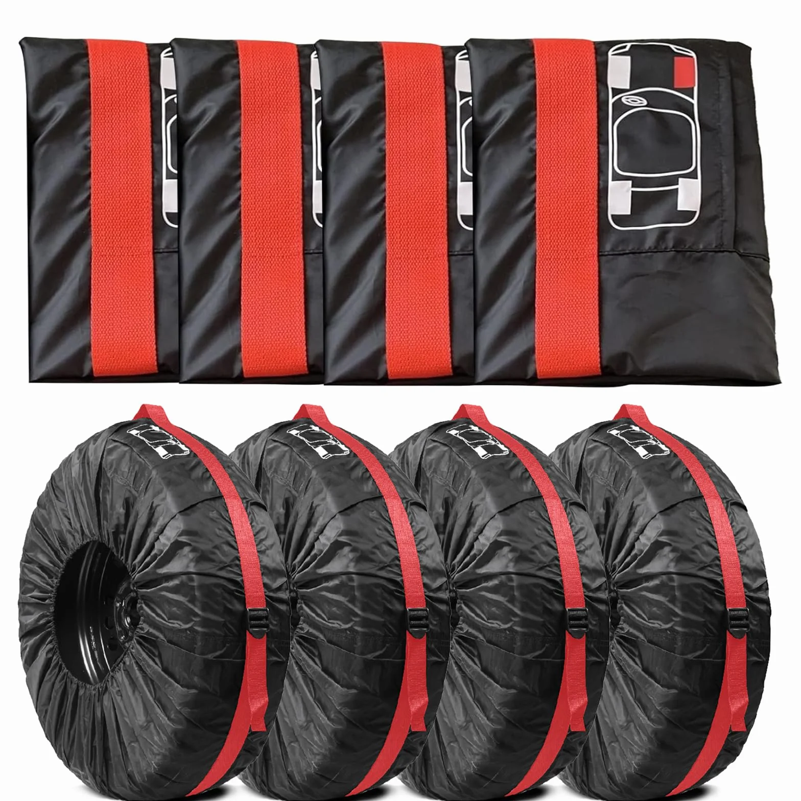 OWLMATE 4 Pezzi Porta Pneumatici 18-22 Pollici Copriruota di Scorta, Copri Gomme Auto da Garage per Ruota Protezione (Diametro 80 cm/31 in)