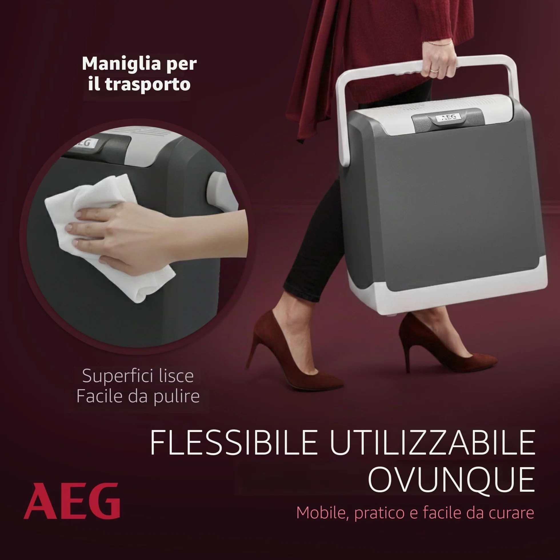 AEG Automotive Thermoelectric Cool Box KK 20 Litri, 12/230 Volt per Auto e Presa, Grigio