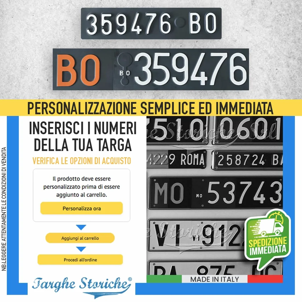 Targhe Personalizzate Modello Kit Completo Plastica 1976-1984 Lettere Numeri Rilievo Made in Italy