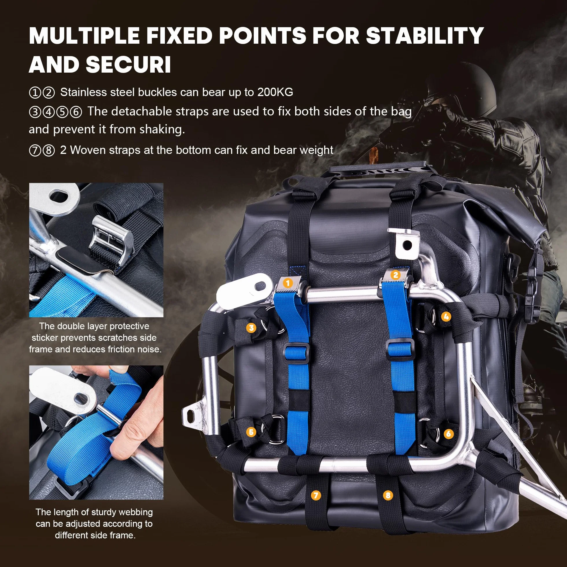 WILD HEART Moto borsa laterale in acciaio inox impermeabile 25L Borse da sella