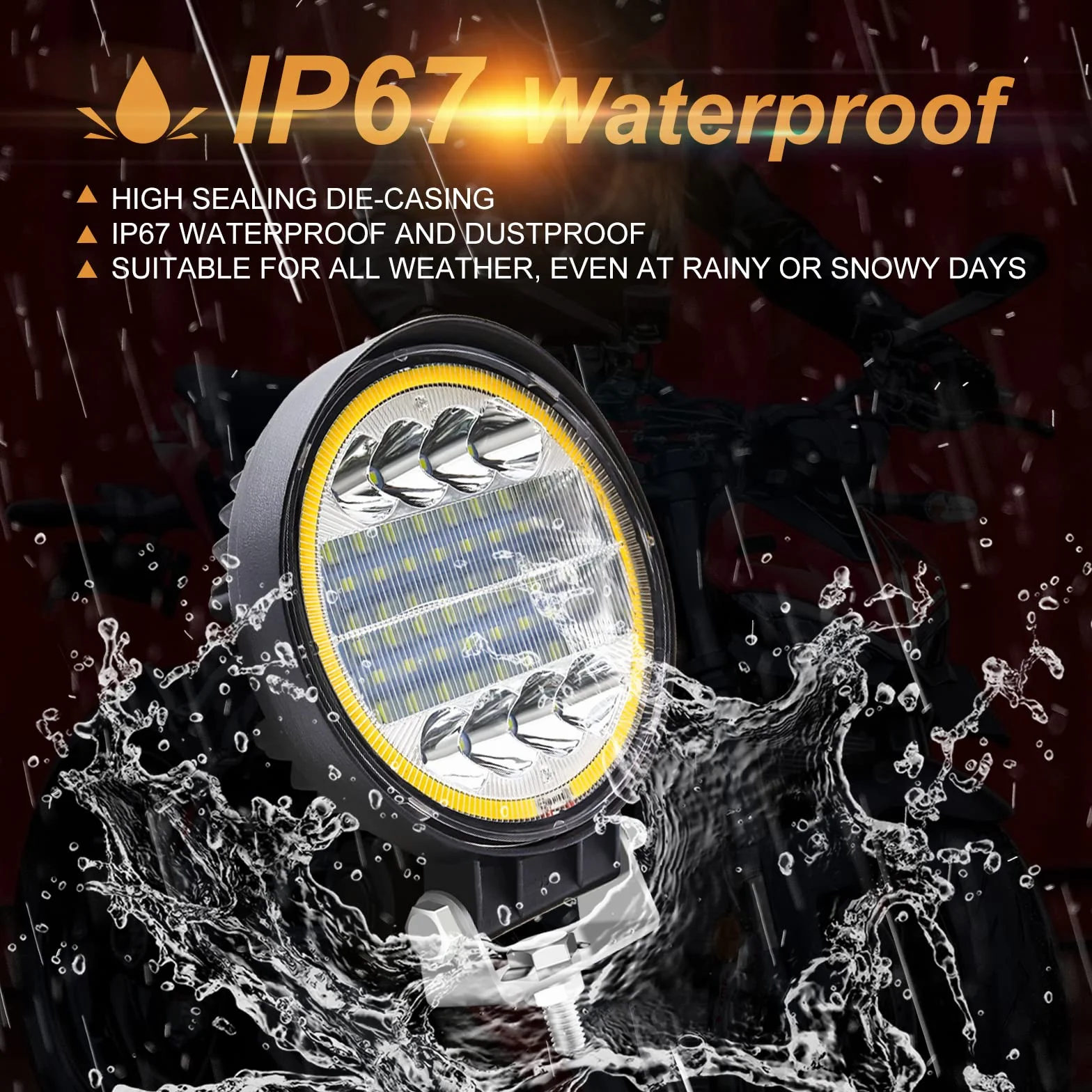 Fari LED Trattore 4,5 pollice 96W 12000LM 12V 24V IP67 Faretto LED Halo Ambra 2 Pezzi