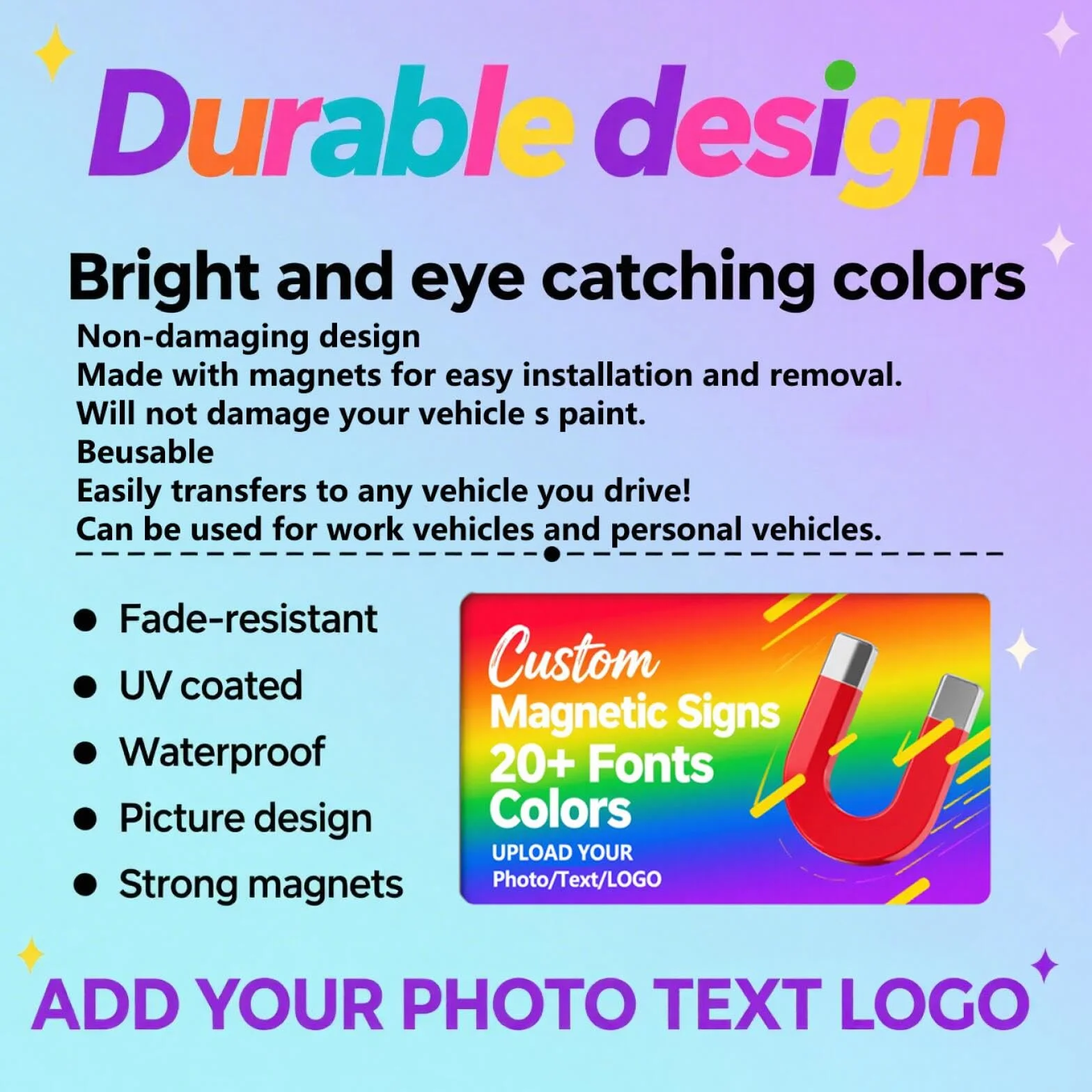 Customizable Car Magnet Stickers Prevent Scratches Dents Personalised Magnetic Signs