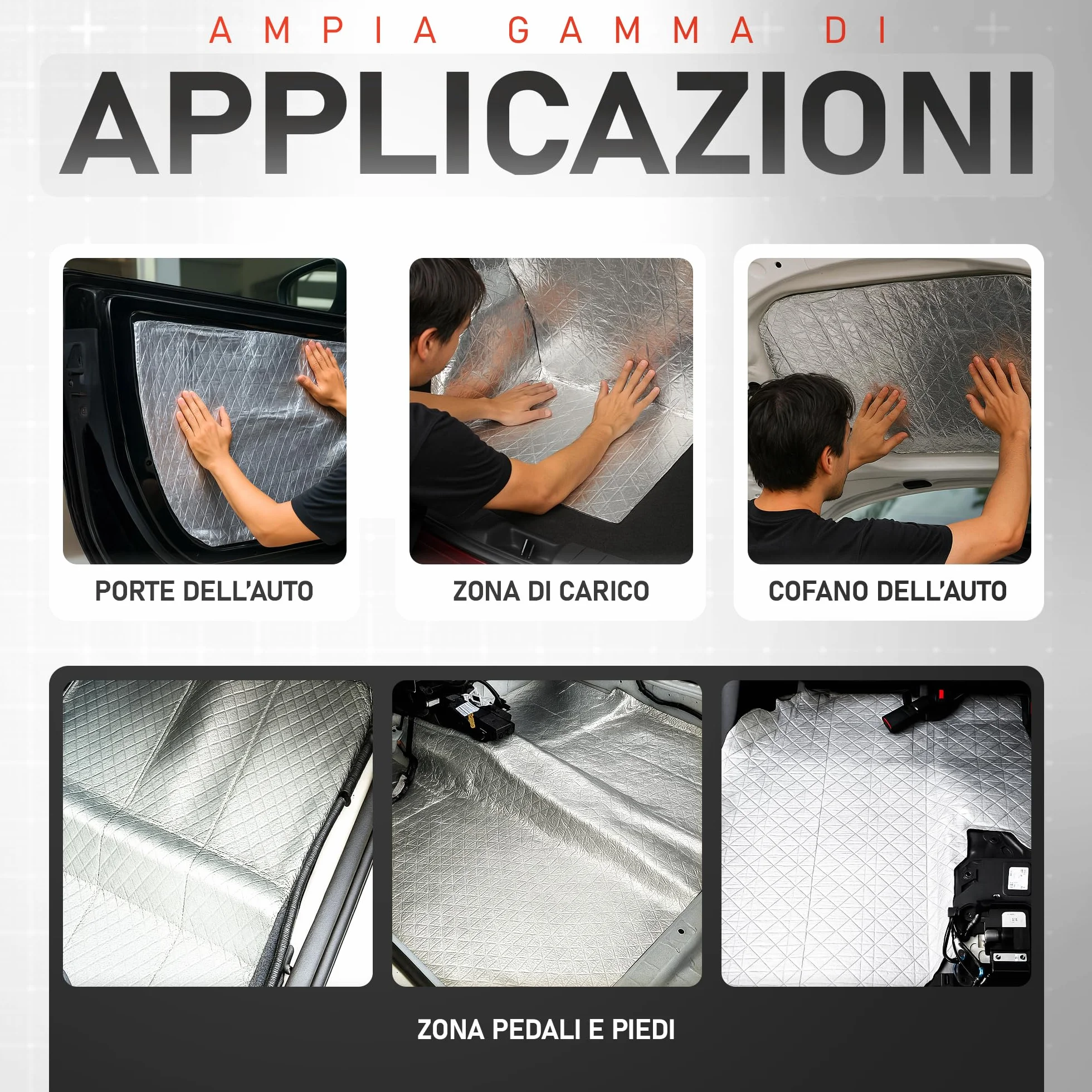 Pack 2 Isolante Termico Adesivo 250 x 50 cm – Spessore 10 mm | Insonorizzazione Auto | Perfetto per Auto, Furgoni e Camper | Temperatura Massima 110 °C / Minima -50 °C