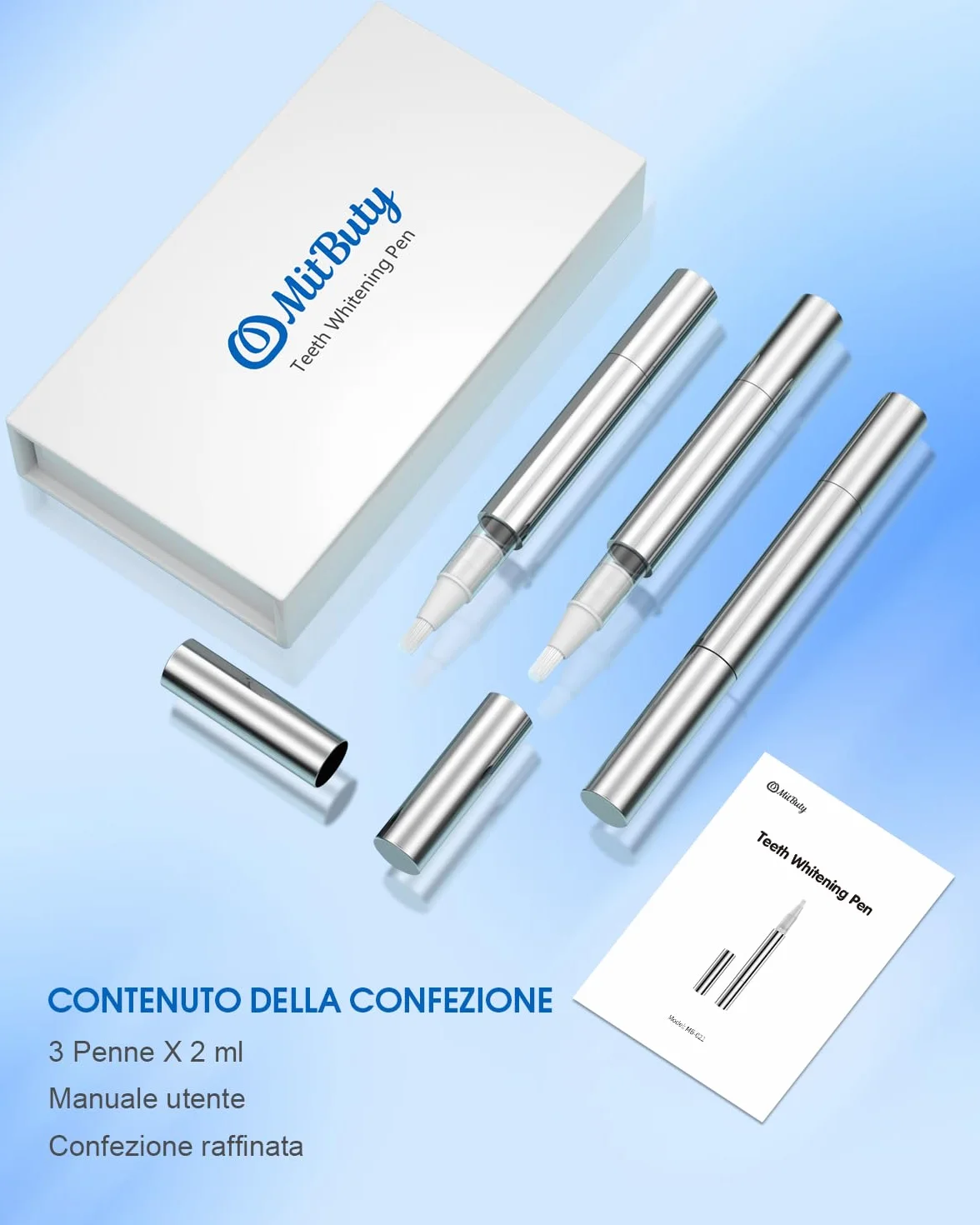 Penna Sbiancante Denti Set da 3 Penne Gel Sbiancamento Professionale Portatile