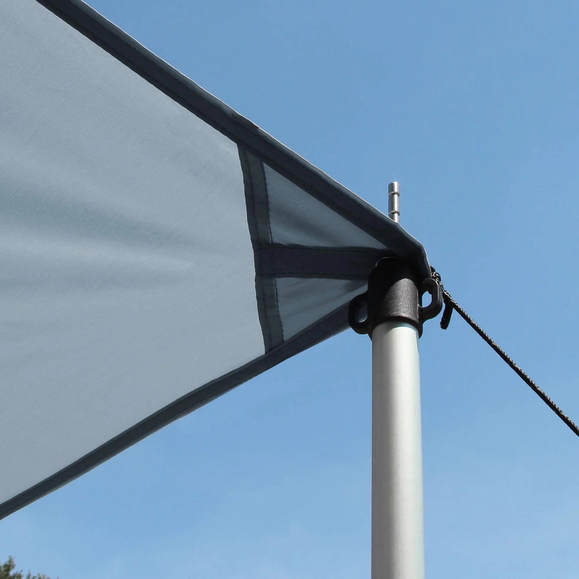 yourGEAR - Tenda da sole per roulotte e roulotte, con aste di appoggio UV 50+, impermeabile, 5000 mm, doppio listello da 7 mm e 5 mm (grigio, 450 x 240 cm)