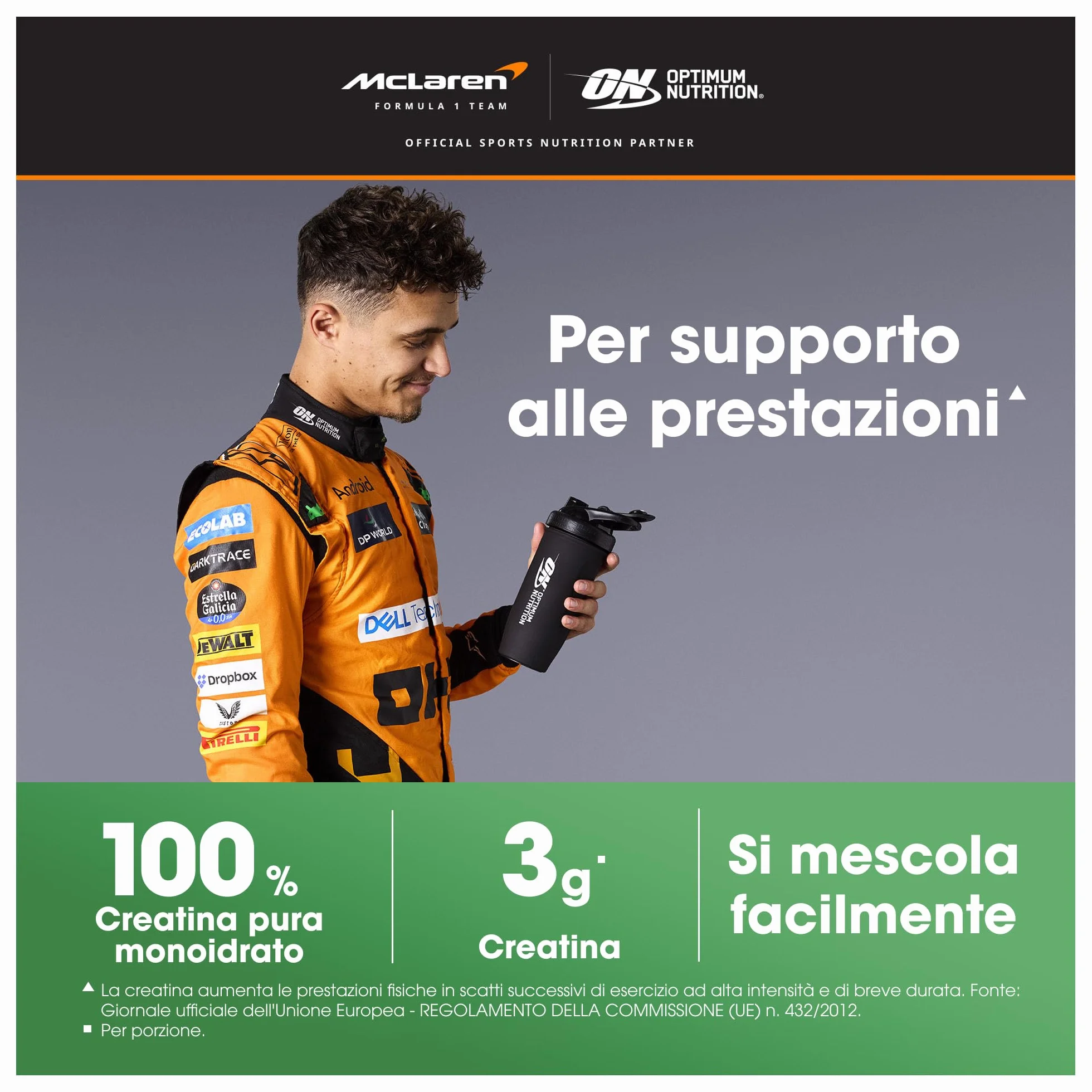 Optimum Nutrition Creatina Monoidrata Micronizzata in Polvere, 100% Pura, 317 g